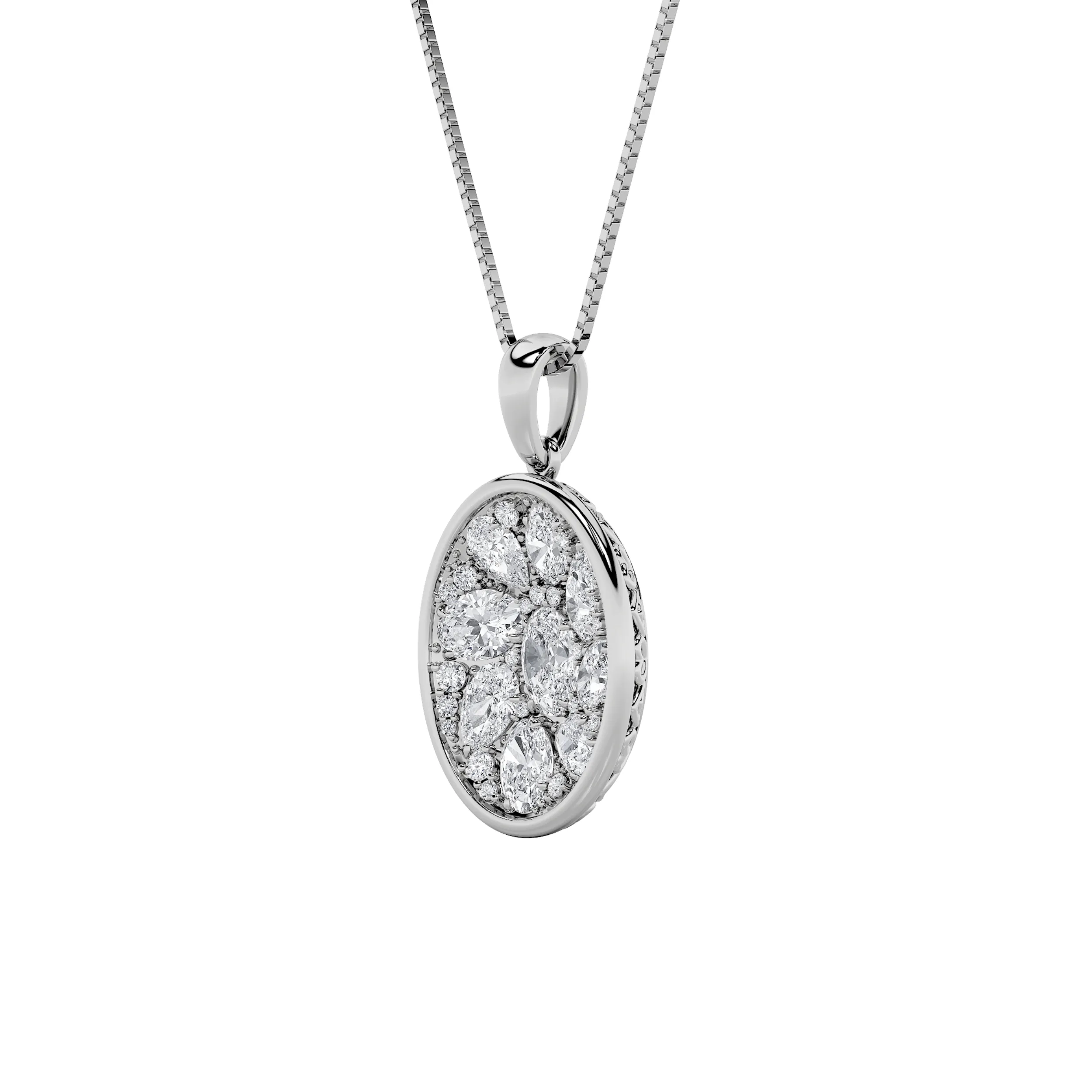 Sirena Velada lab grown diamond necklace, side profile