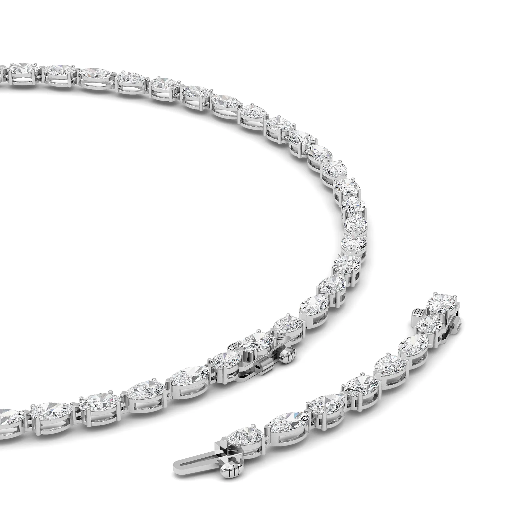 Vela Velada lab grown diamond necklace, detail of the diamonds