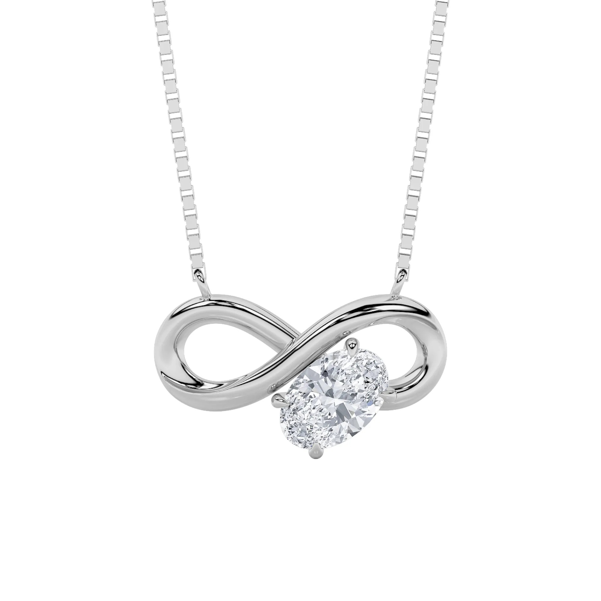 Alma del Alba, 0.55 ct oval lab grown diamond necklace in 14K yellow gold (front view)