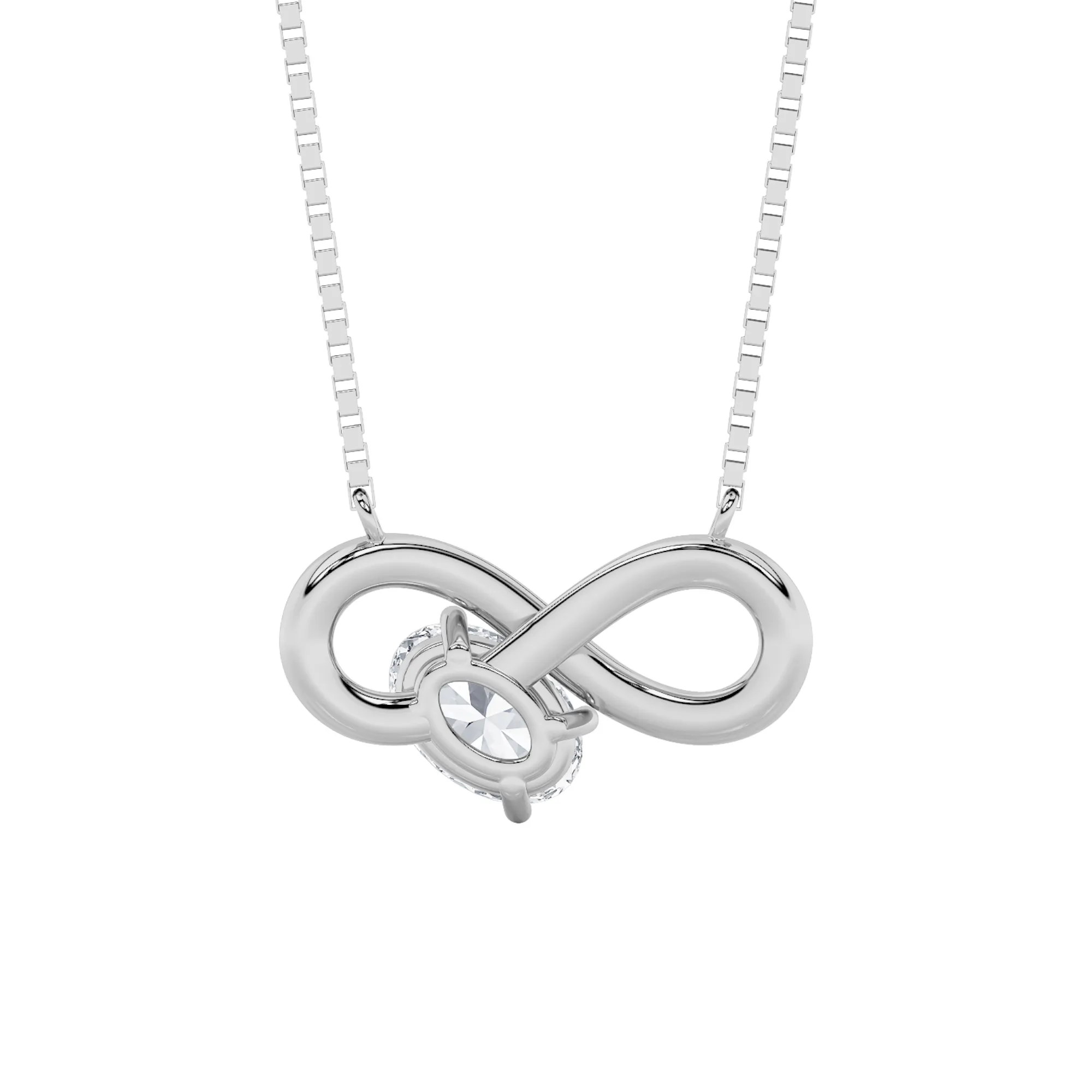 Alma del Alba lab grown diamond necklace, on-hand view