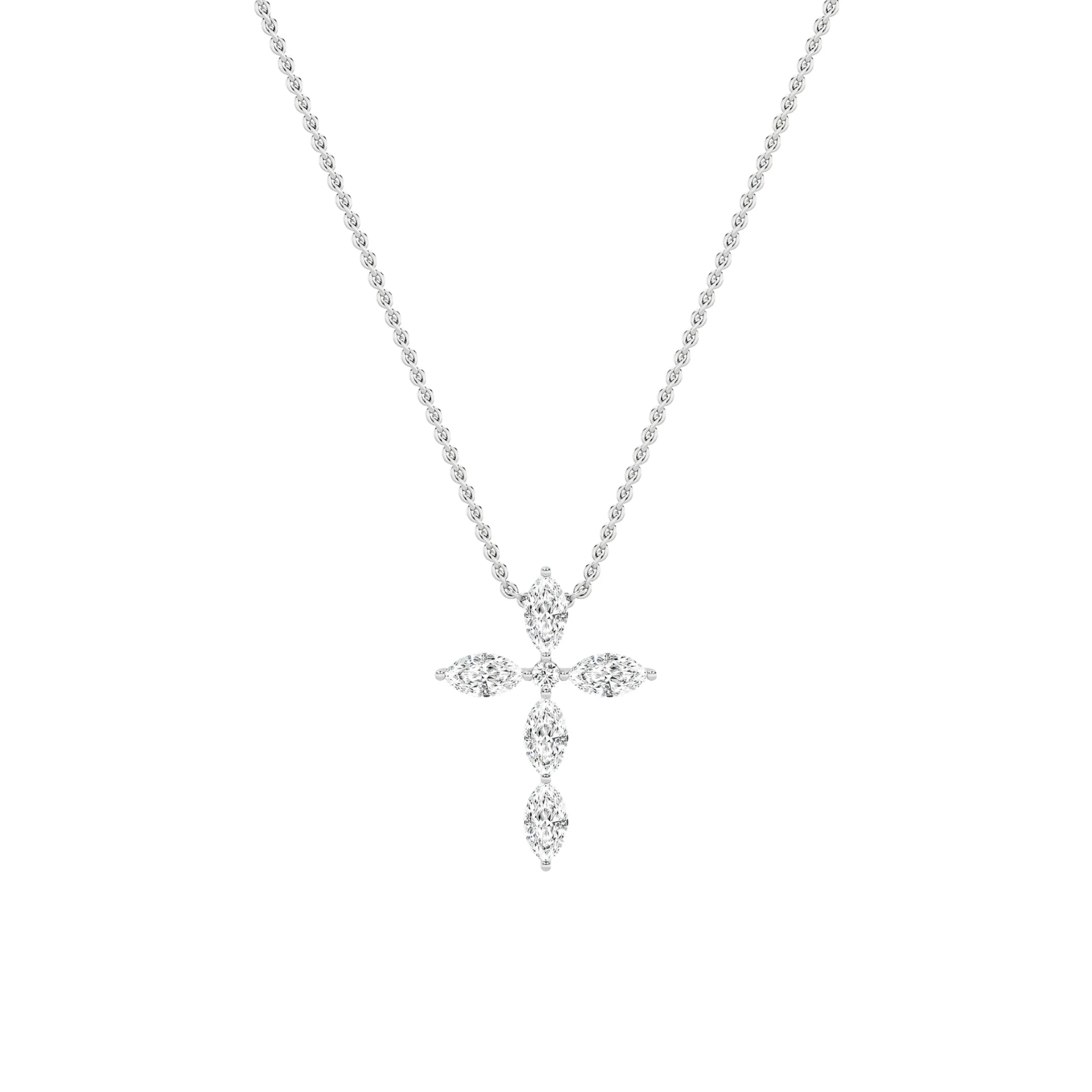 Esencia del Umbral, 2 ct tw marquise lab grown diamond necklace in 14K gold (front view)