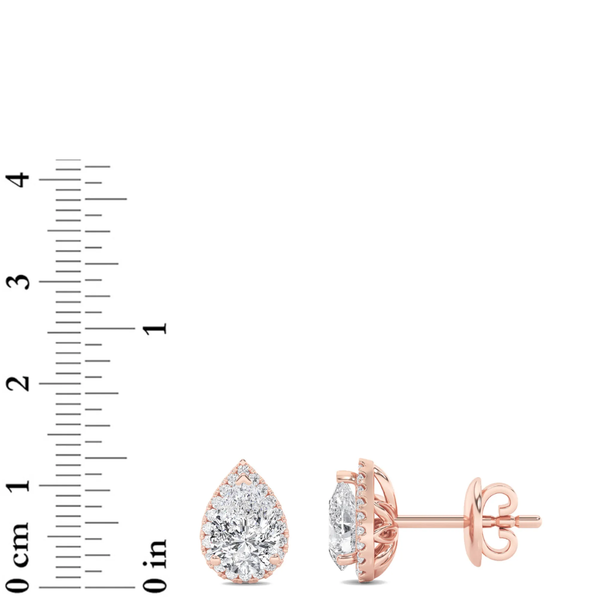 Vuelo de Cielo lab grown diamond earrings, detail of the pear diamond
