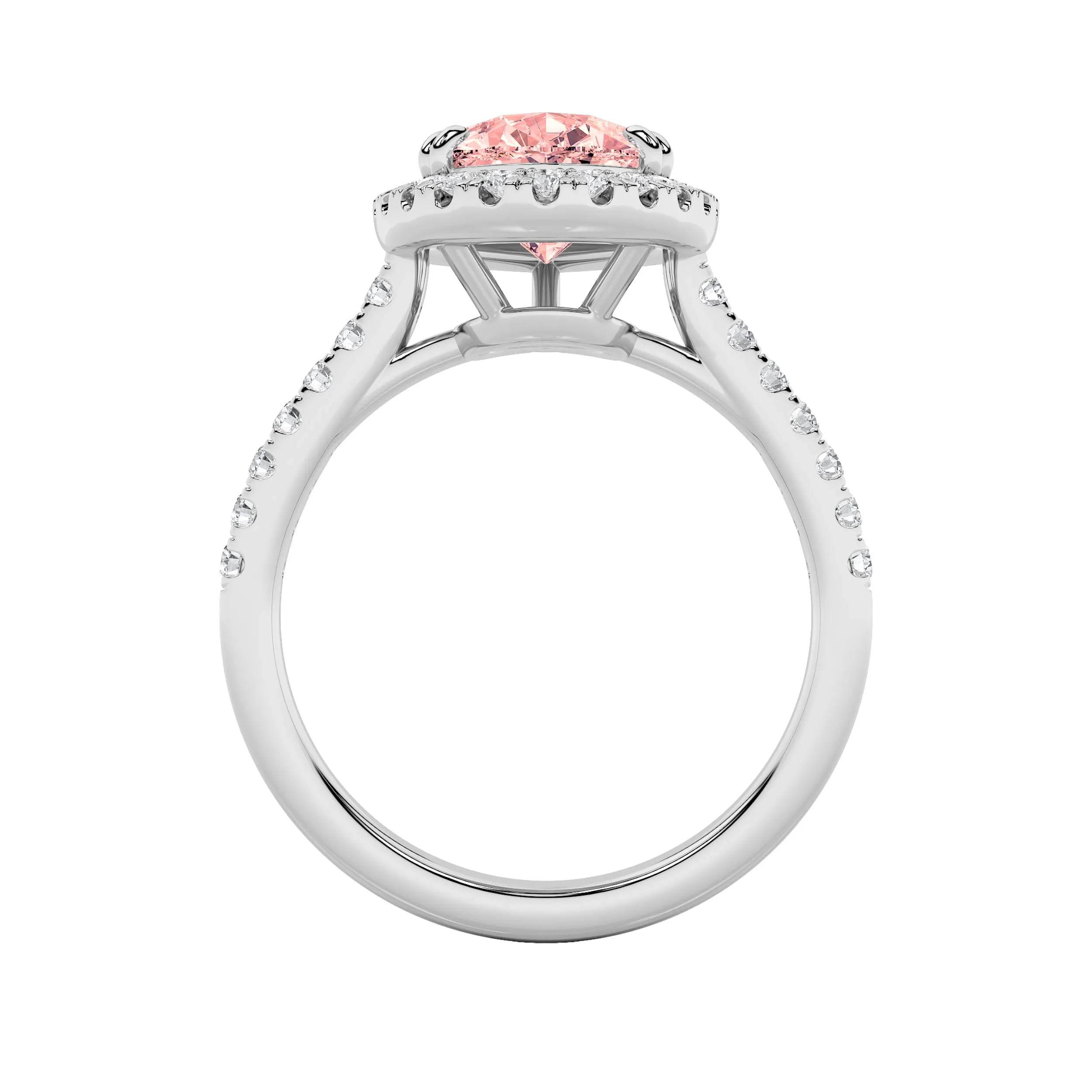 Reflejo Sereno lab grown diamond ring, detail of the pear diamond