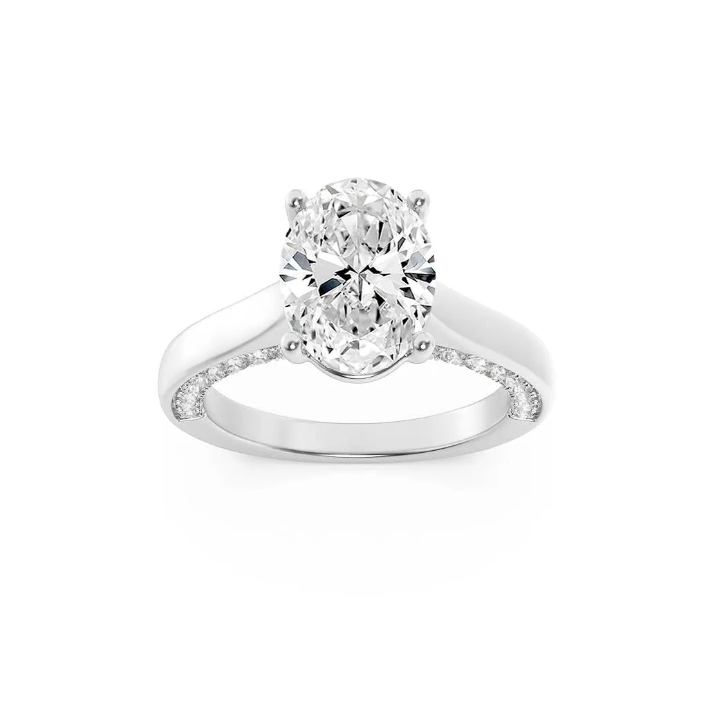 Amanecer Sonoro, 1.33 ct tw oval lab grown diamond ring in 14K rose gold (front view)