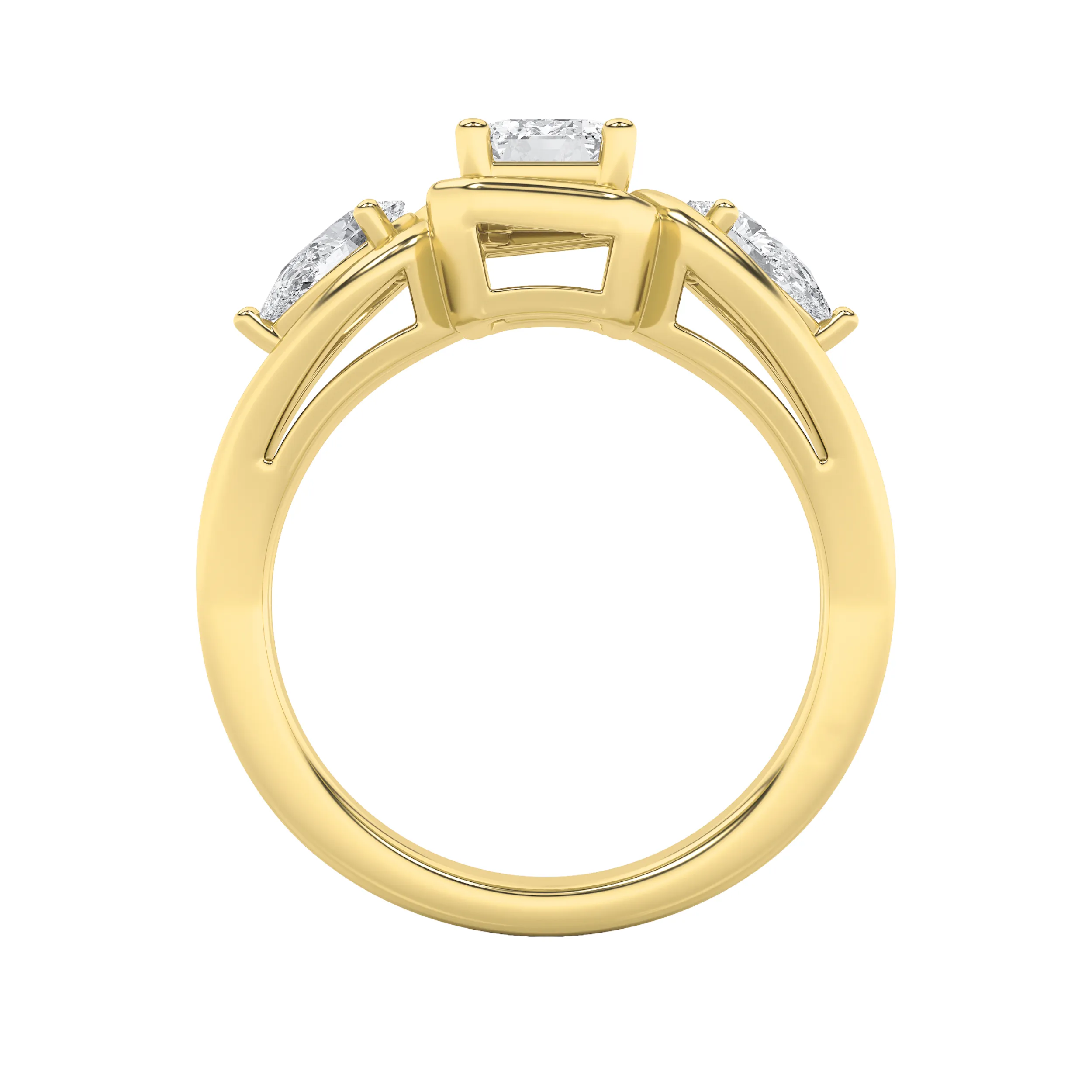 Silencio de Sueño lab grown diamond ring, detail of the emerald diamond