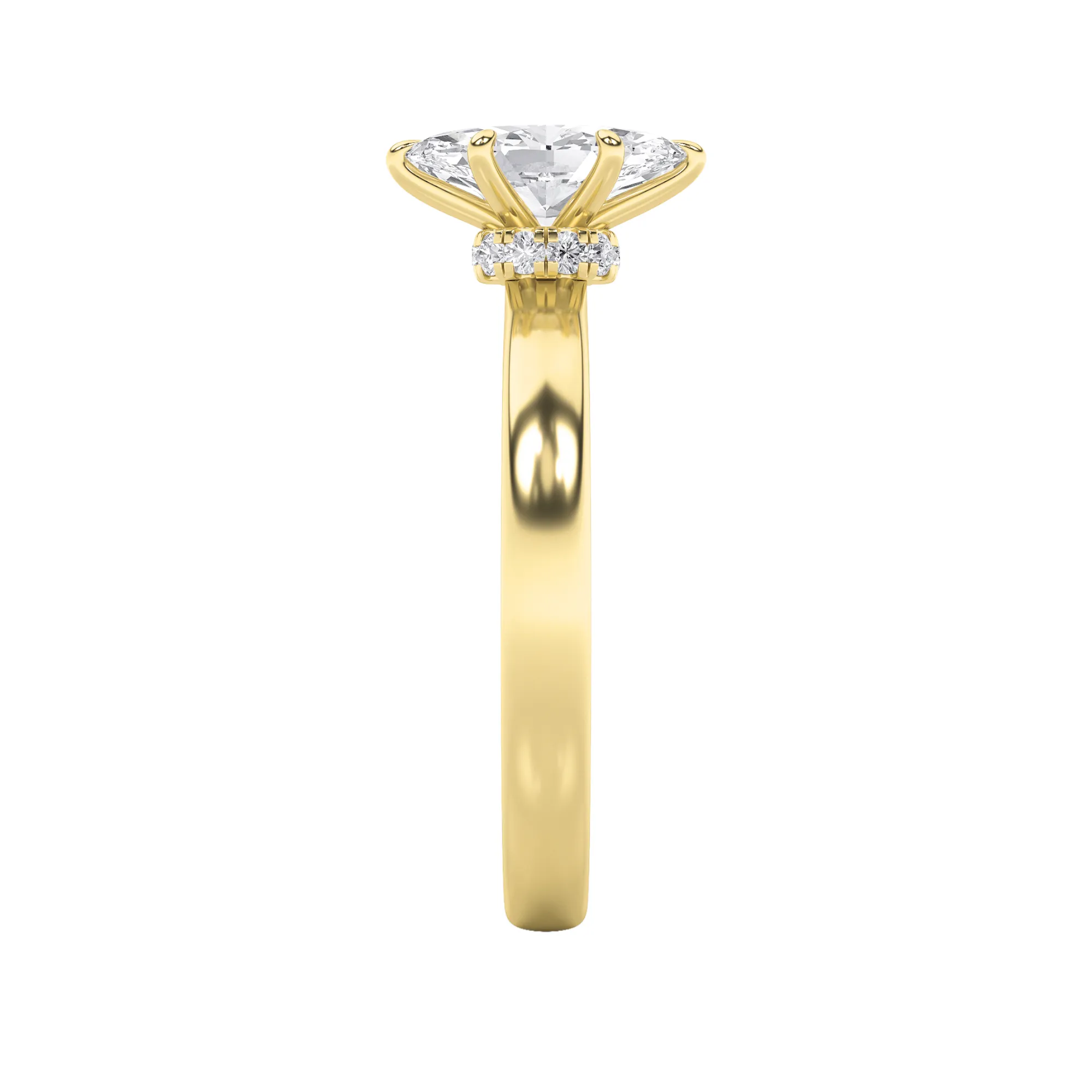 Orilla Plena lab grown diamond ring, detail of the marquise diamond