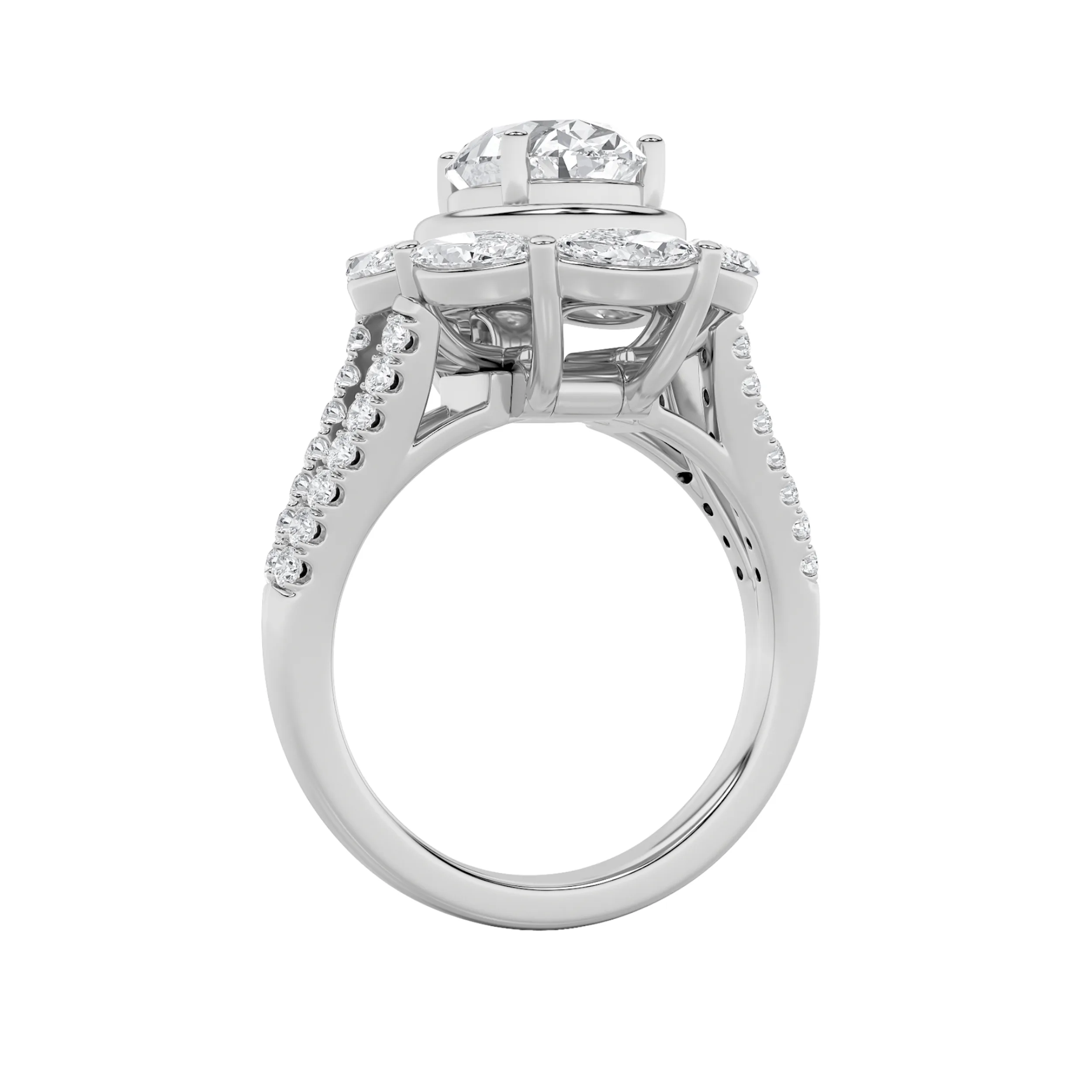 Vela Dorada lab grown diamond ring, detail of the oval diamond