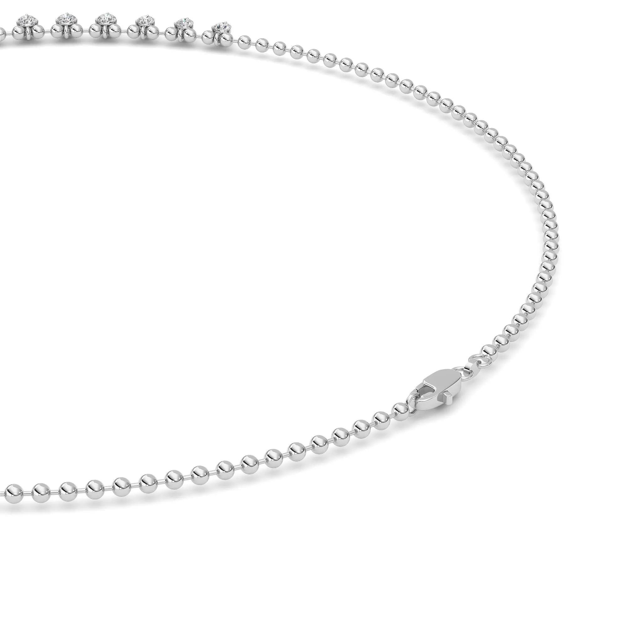 Ribera Cierta lab grown diamond necklace, detail of the round diamond
