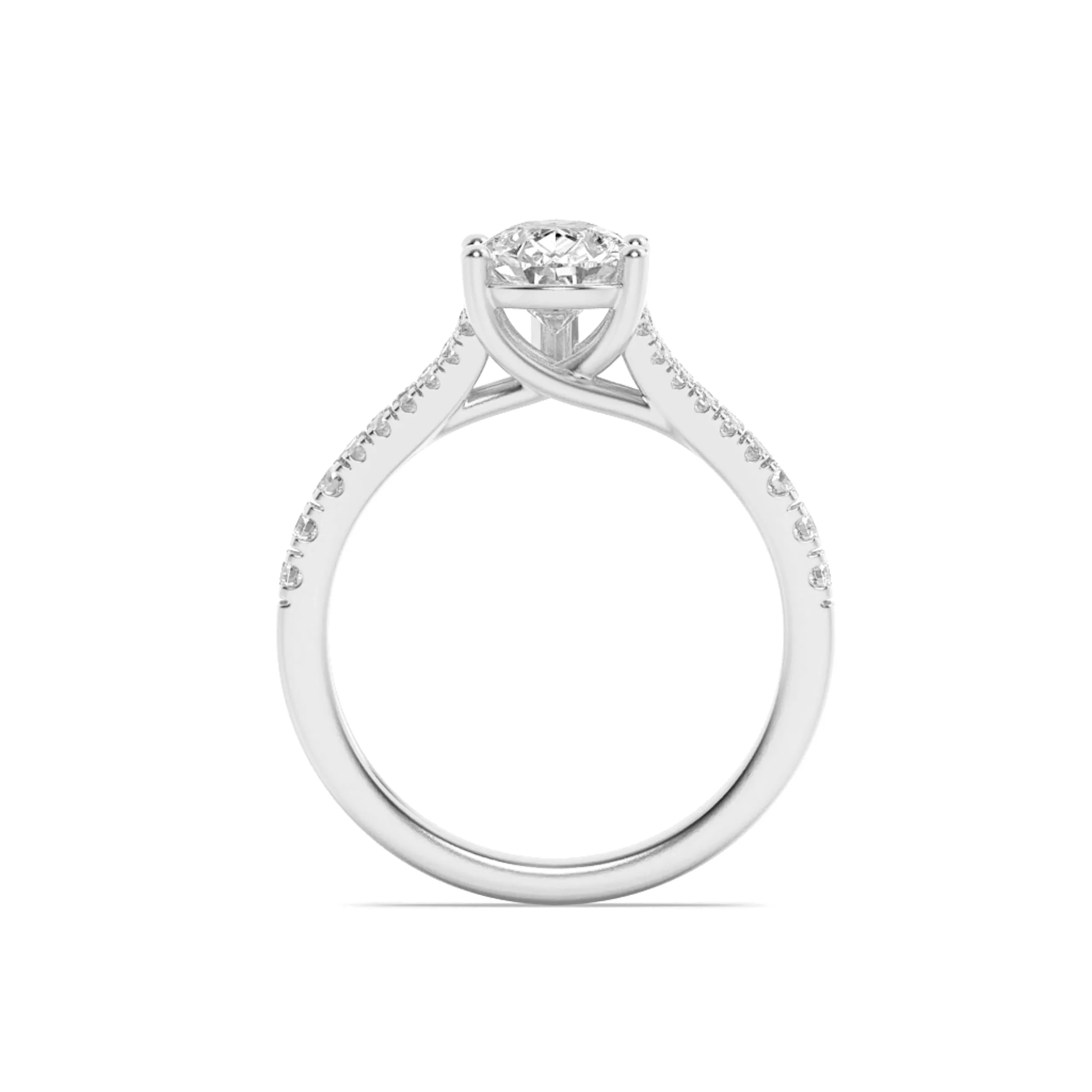 Paloma del Alba lab grown diamond ring, detail of the pear diamond