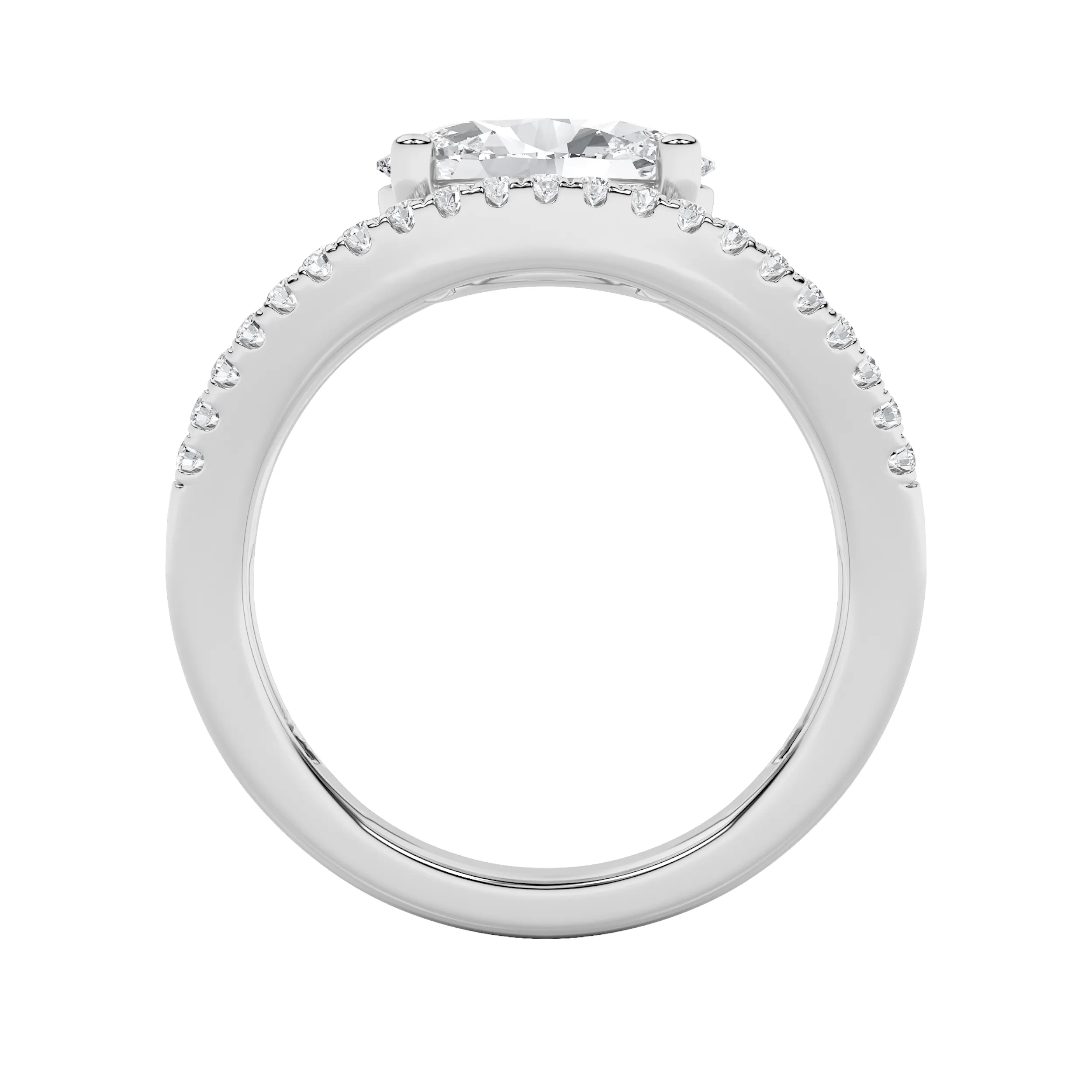Senda Encendida lab grown diamond ring, detail of the round diamond