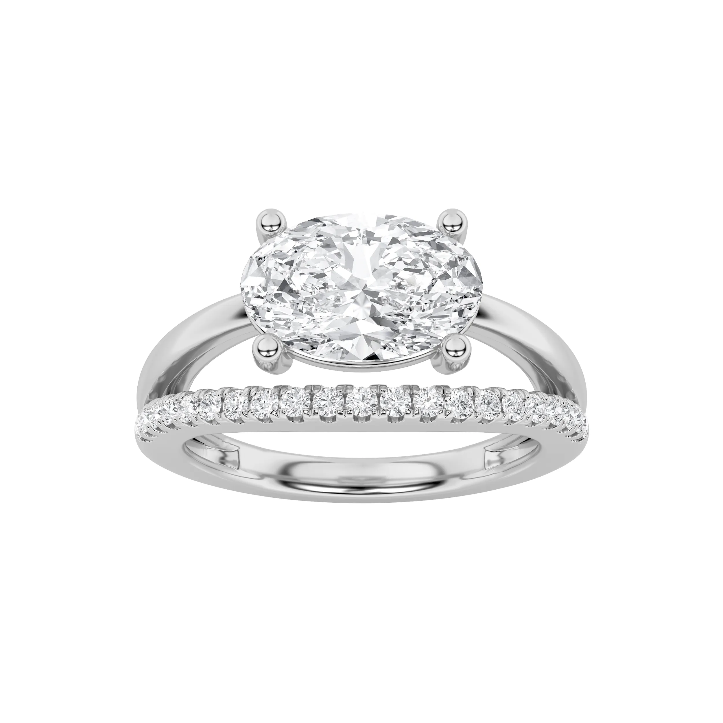 Senda Encendida, 1.5 ct tw round lab grown diamond ring in 14K white gold (front view)