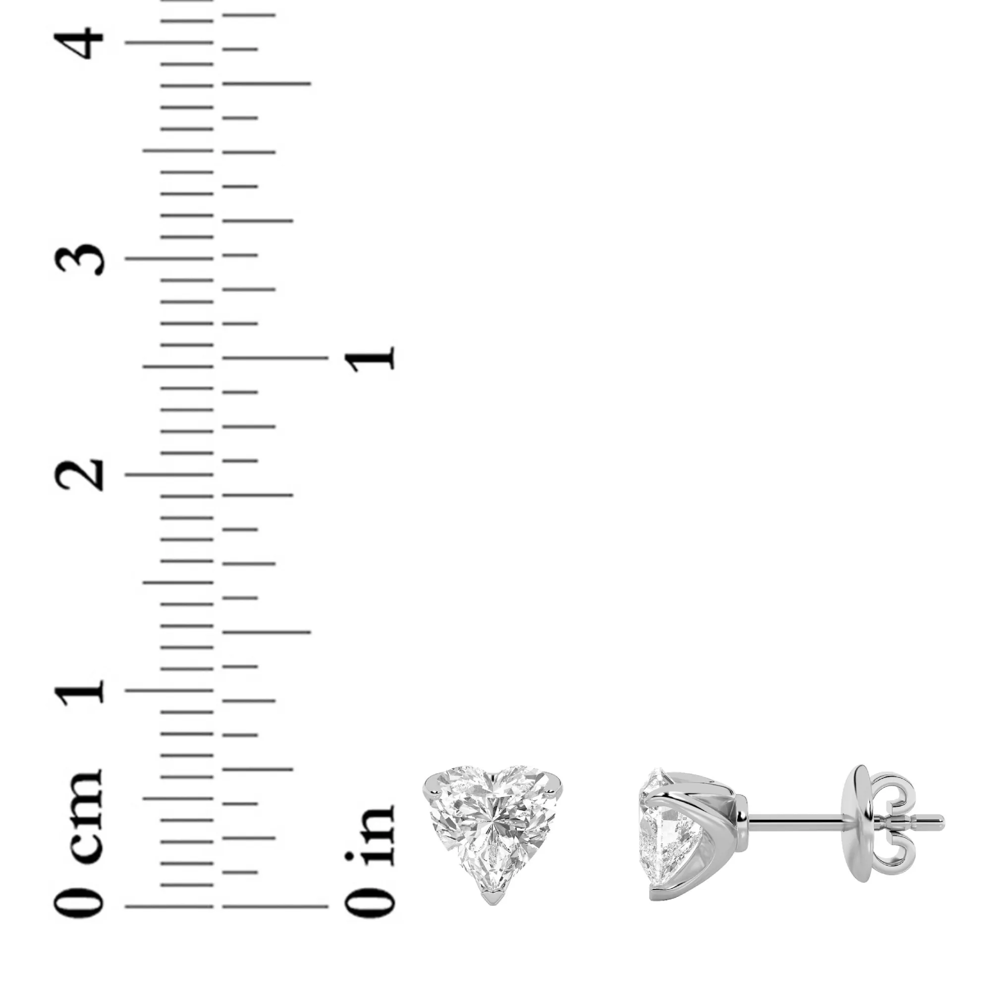 Hilo de Tiempo lab grown diamond earrings, detail of the heart diamond