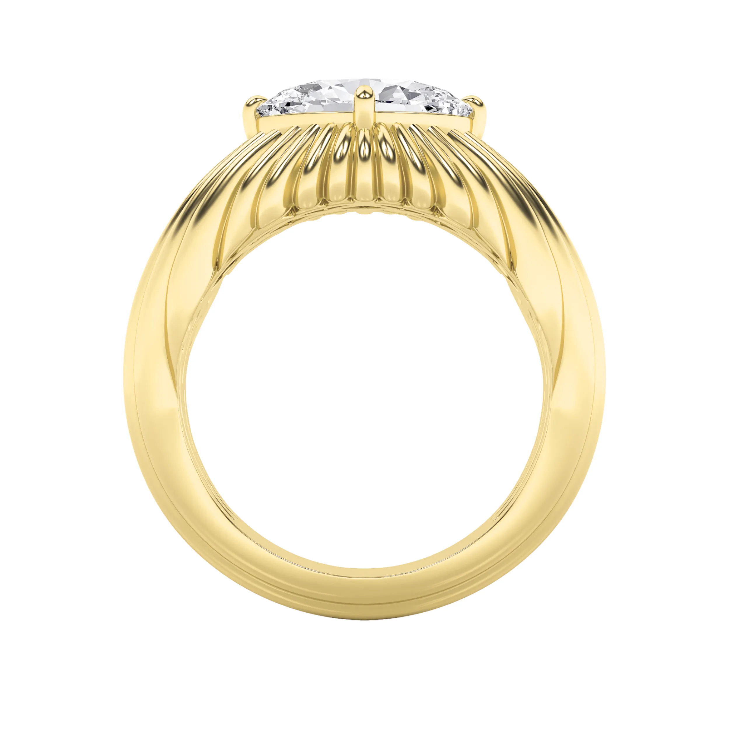 Estrella Plena lab grown diamond ring, detail of the oval diamond