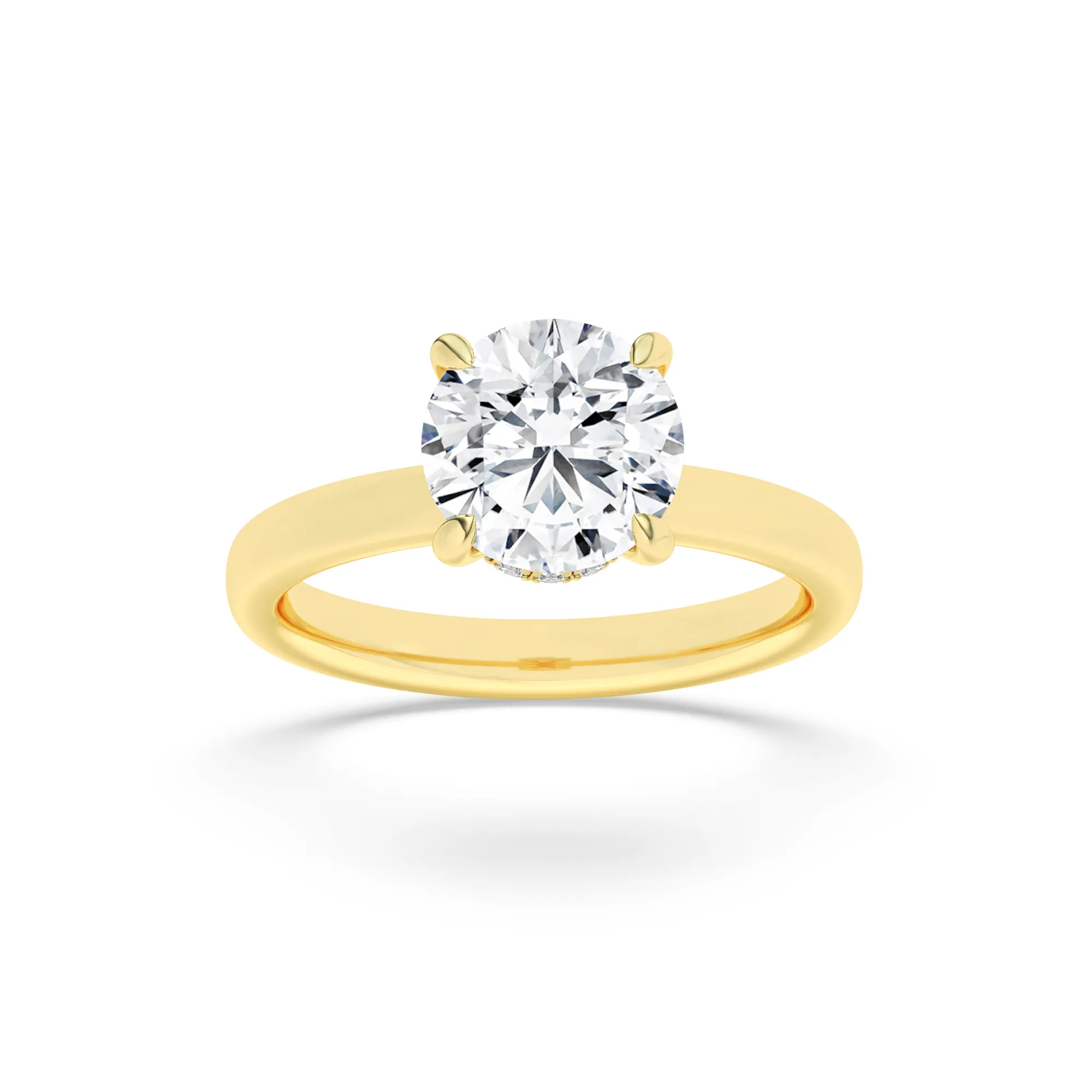 Perla Honda, 3 ct tw round lab grown diamond ring in 14K gold (front view)