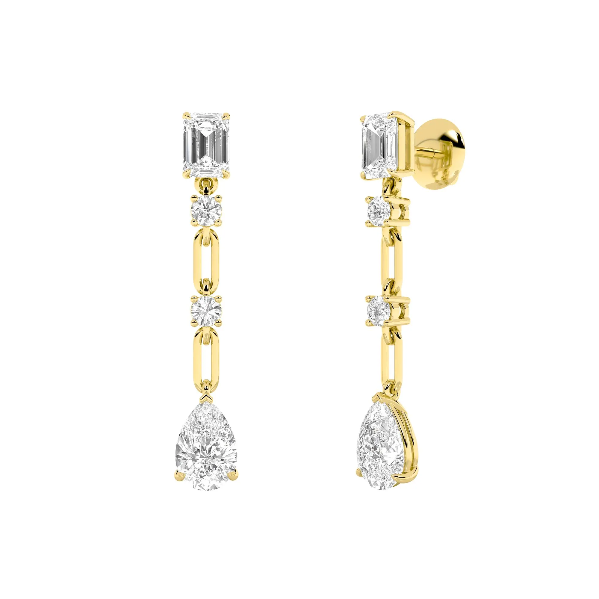 Susurro de Otoño lab grown diamond earrings, detail of the pear diamond