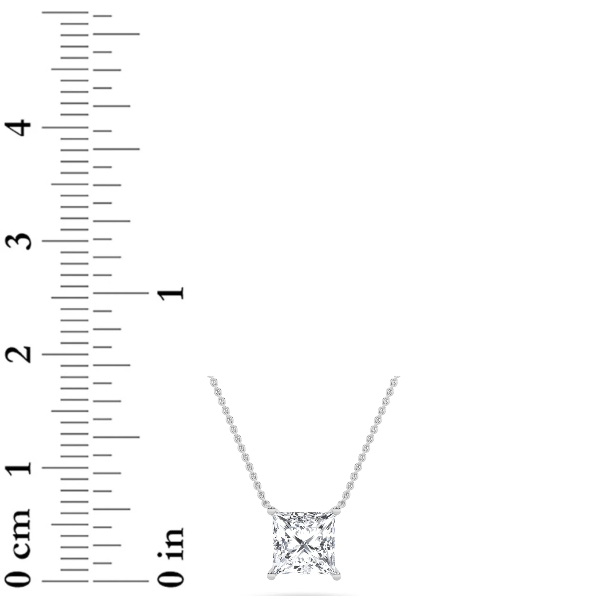 Sueño de Fuego lab grown diamond necklace, detail of the princess diamond