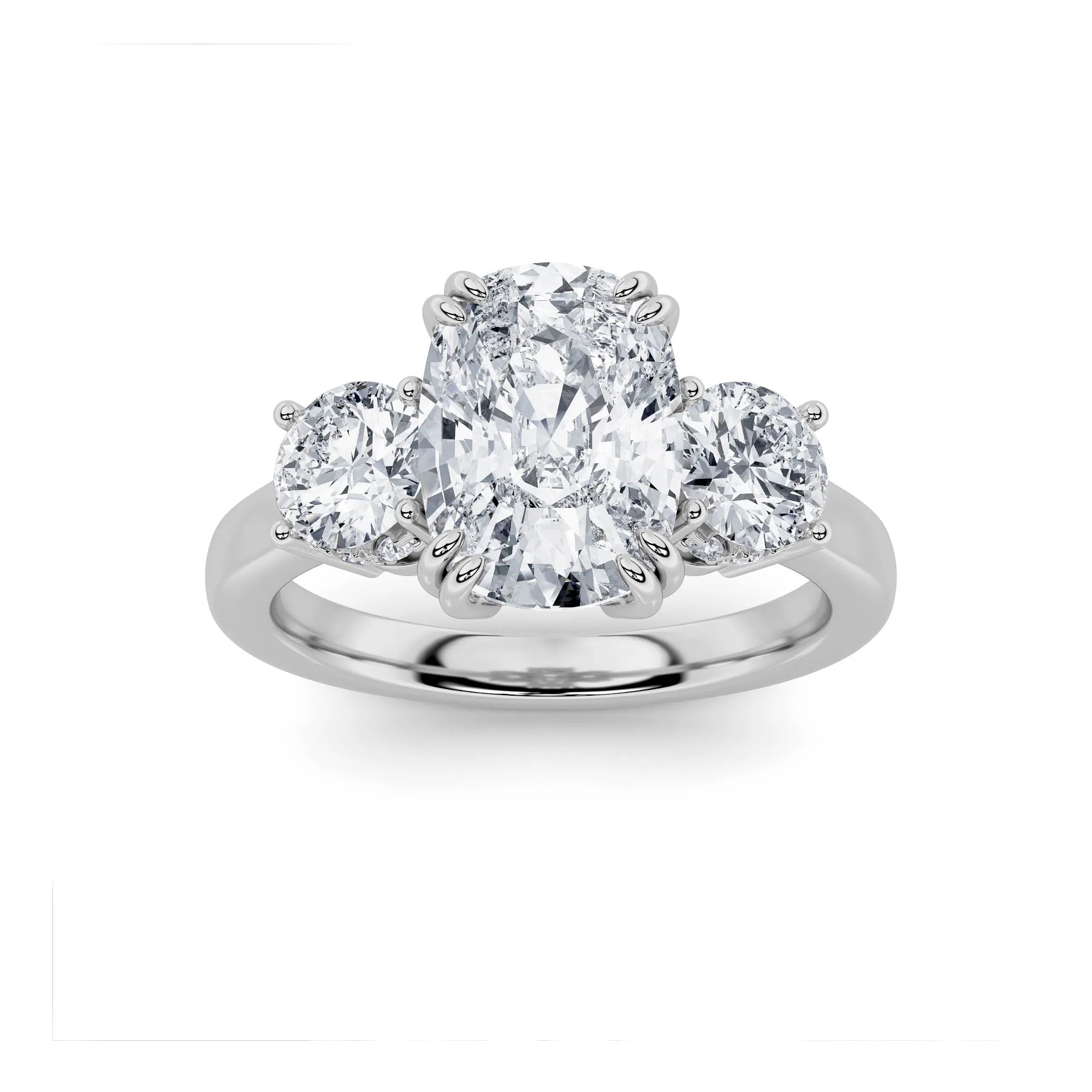 Vuelo Puro, 3 ct tw elongated cushion lab grown diamond ring in 14K gold (front view)
