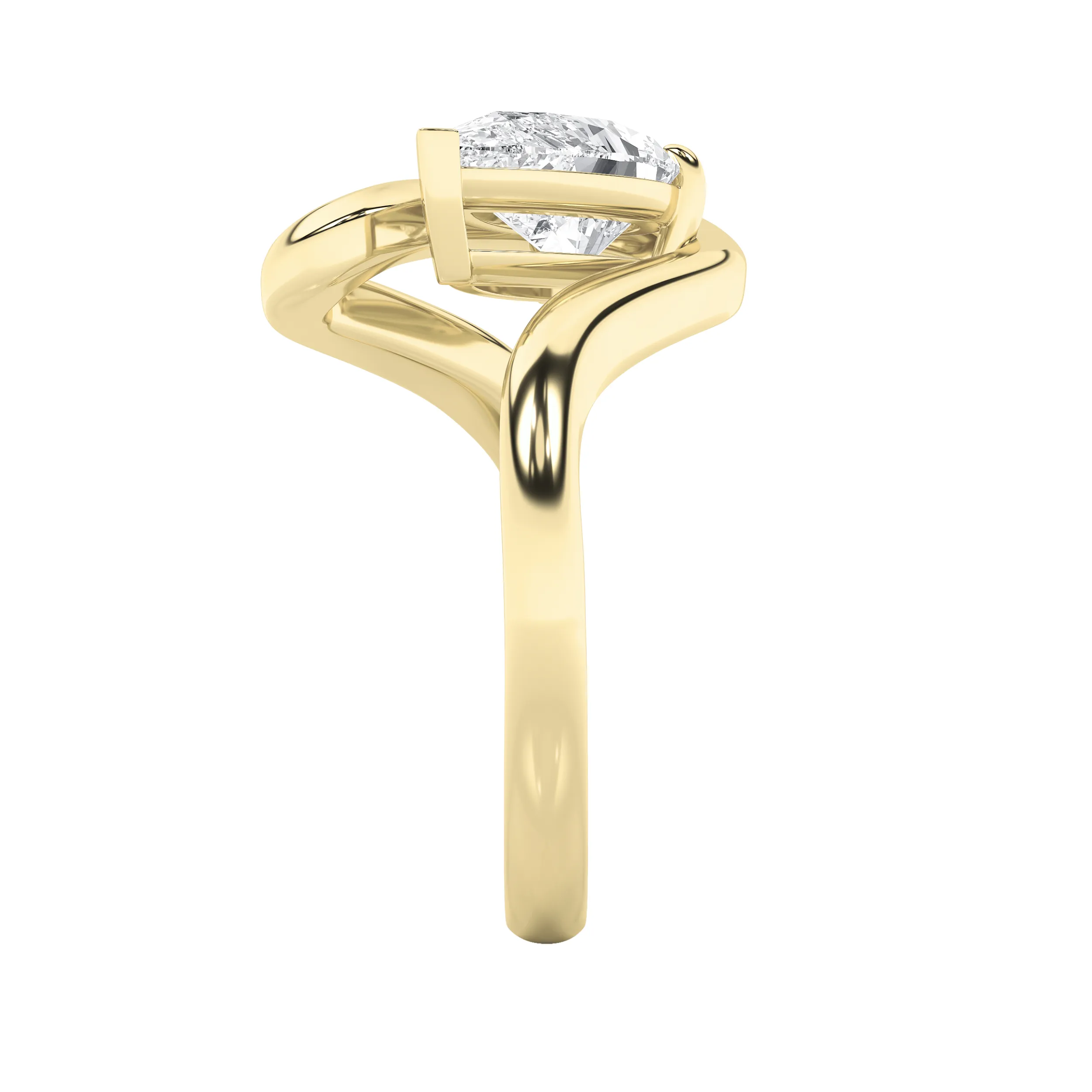 Silencio de Viento lab grown diamond ring, detail of the pear diamond