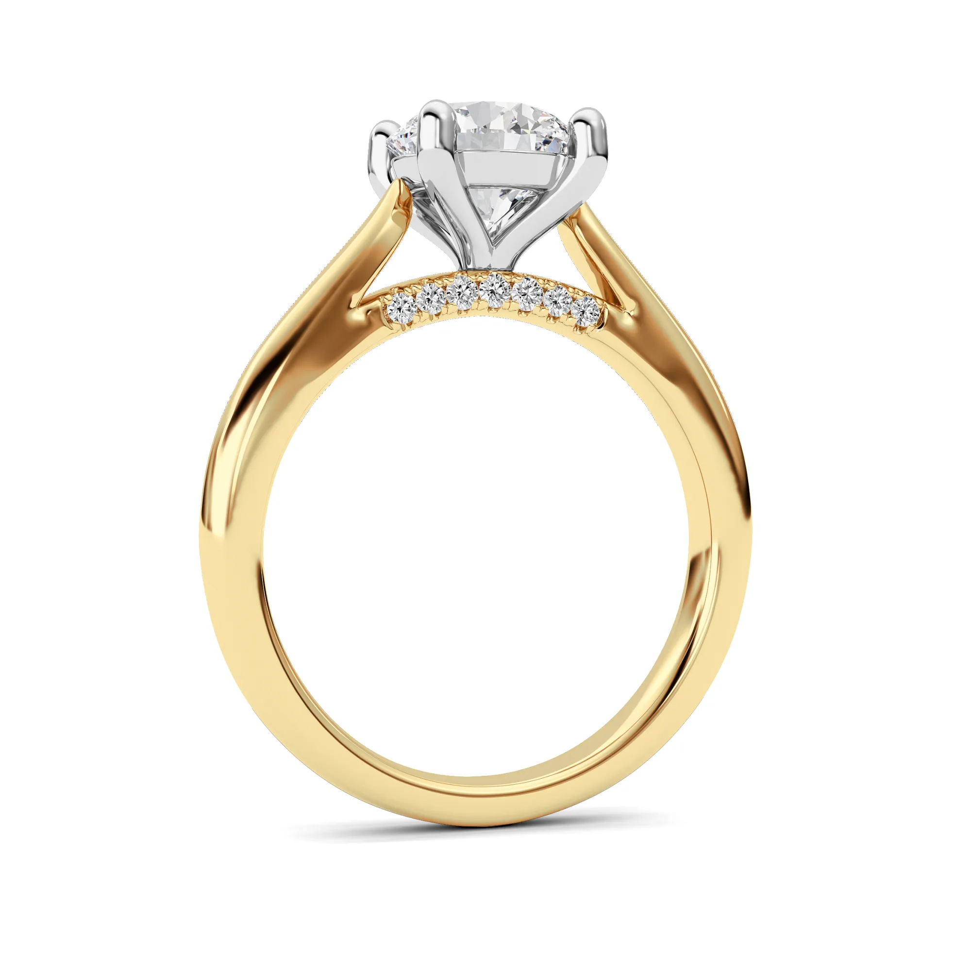 Cumbre del Fuego lab grown diamond ring, detail of the round diamond