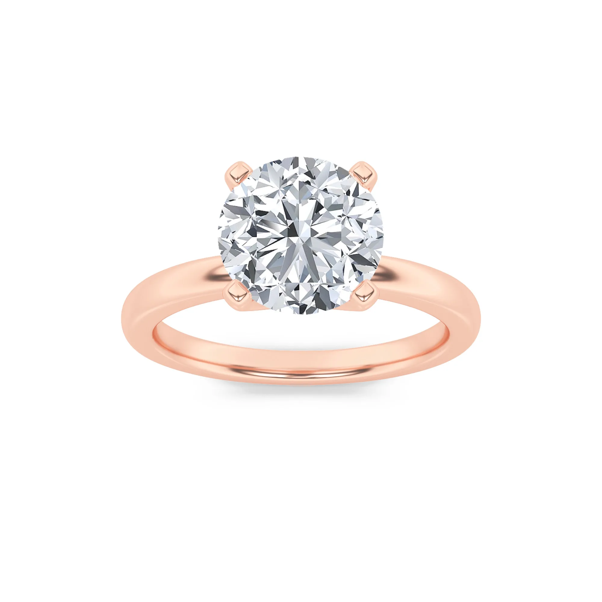 Latido de Tiempo, 2 ct round lab grown diamond ring in 14K rose gold (front view)