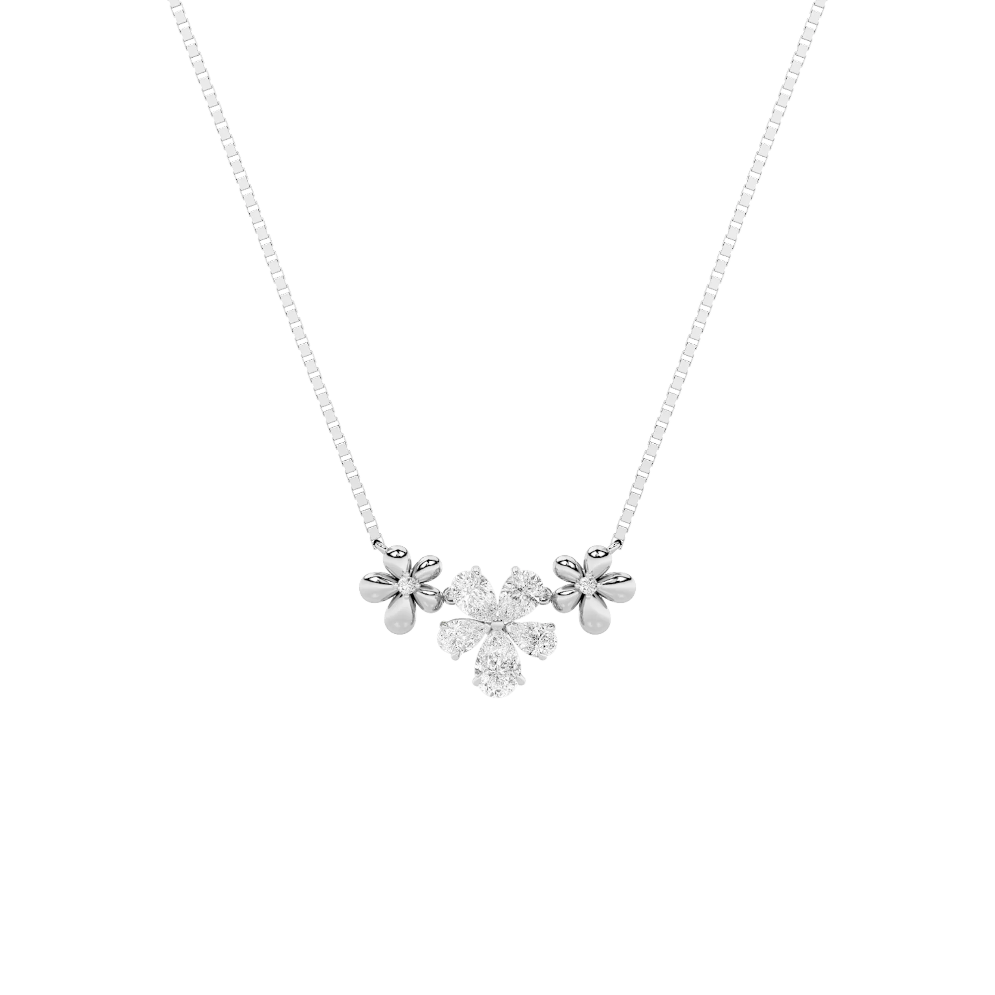 Resplandor Encendido, 2 ct tw pear lab grown diamond necklace in 14K gold (front view)