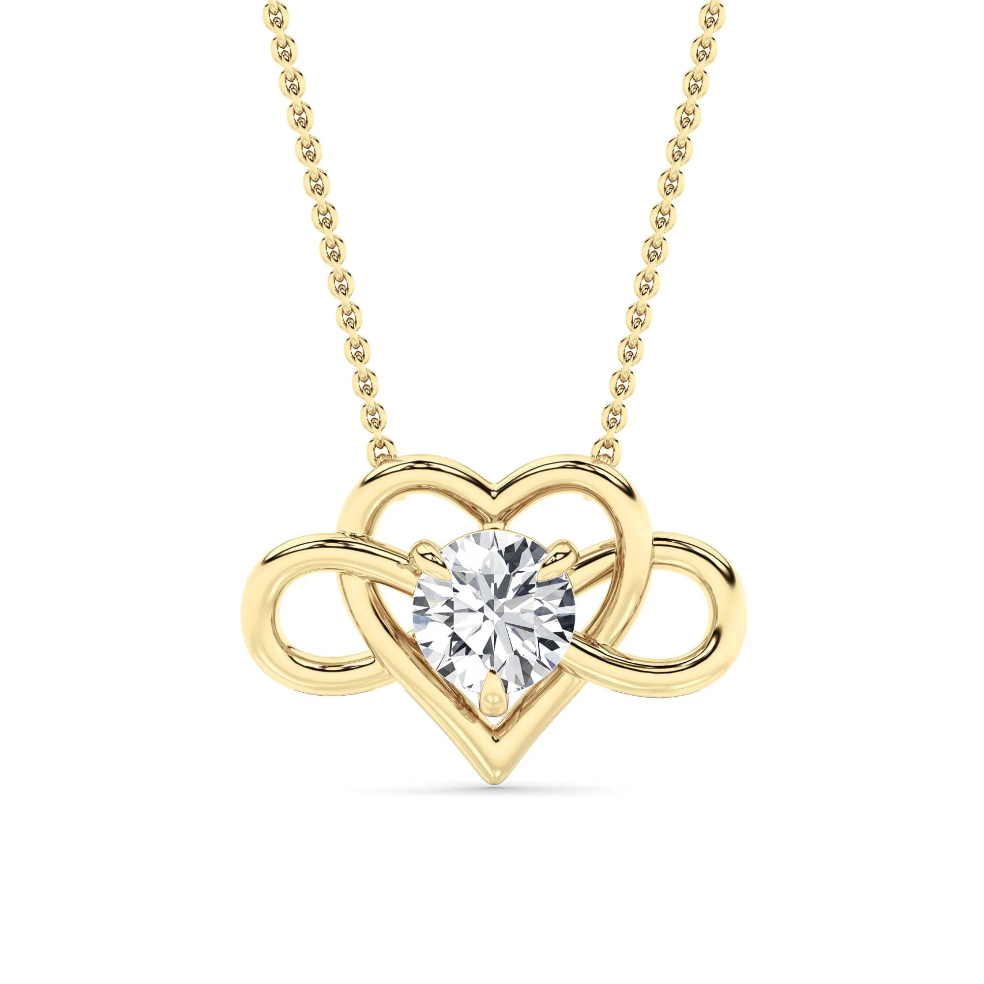 Espiga del Mar, 1 ct round lab grown diamond necklace in 14K gold (front view)