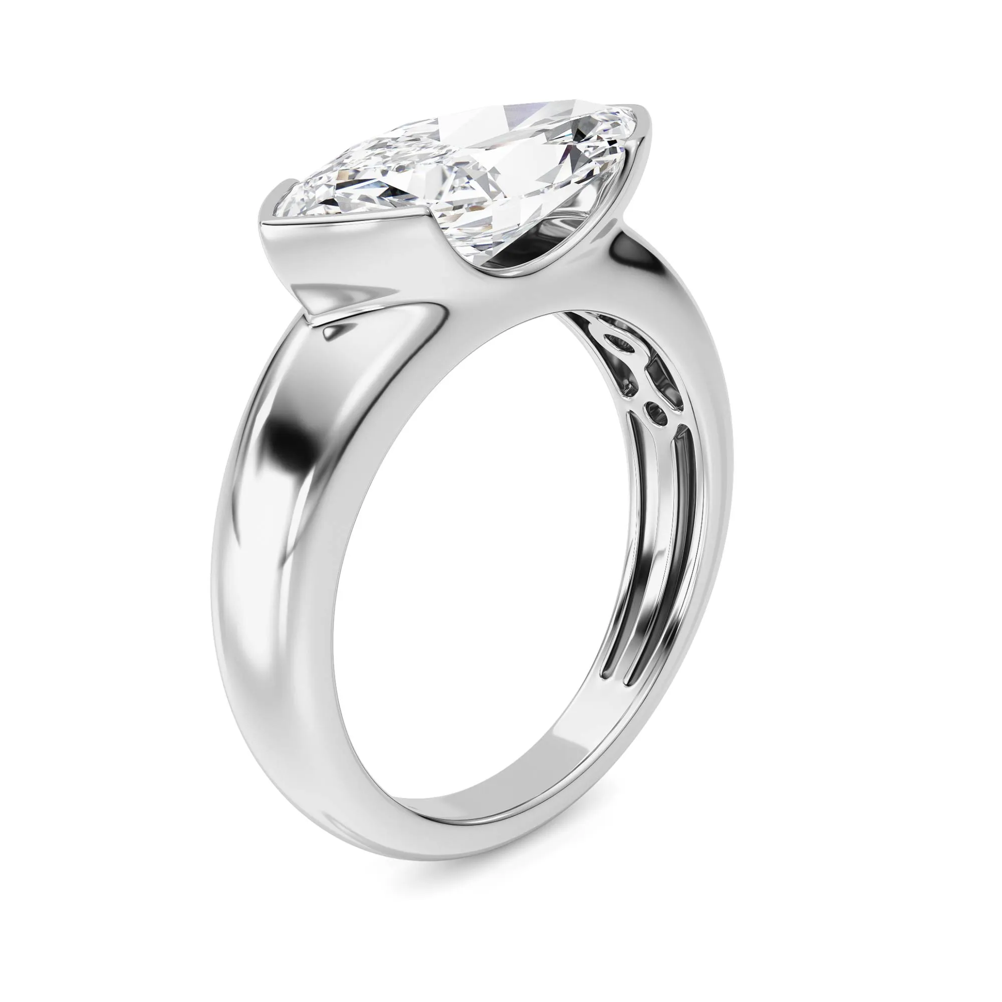 Certeza Perpetua lab grown diamond ring, side profile