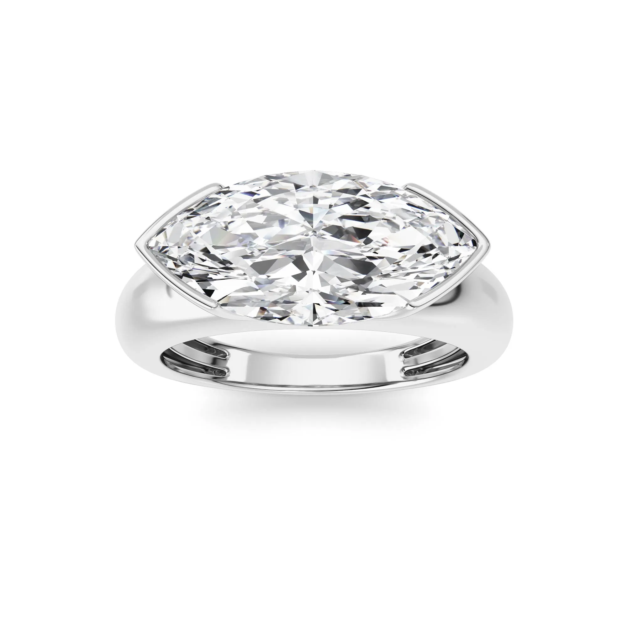 Certeza Perpetua, 3 ct marquise lab grown diamond ring in 14K gold (front view)