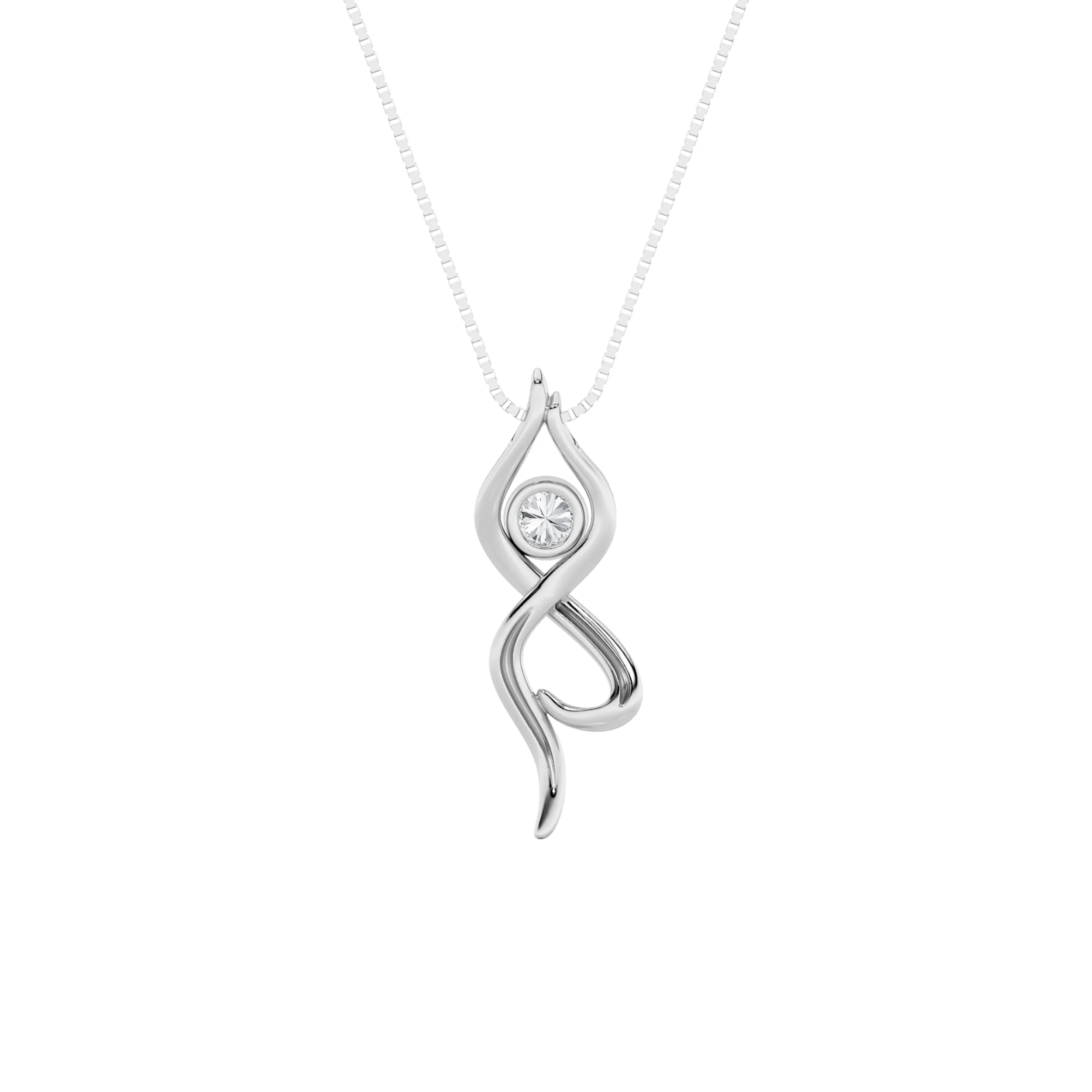 Sirena de Vigilia lab grown diamond necklace, on-hand view
