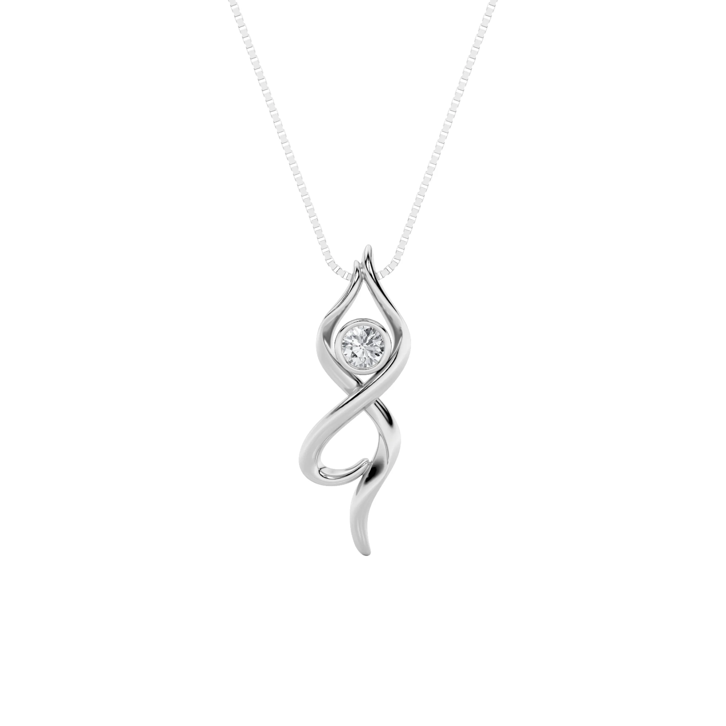Sirena de Vigilia, 0.2 ct round lab grown diamond necklace in 14K gold (front view)