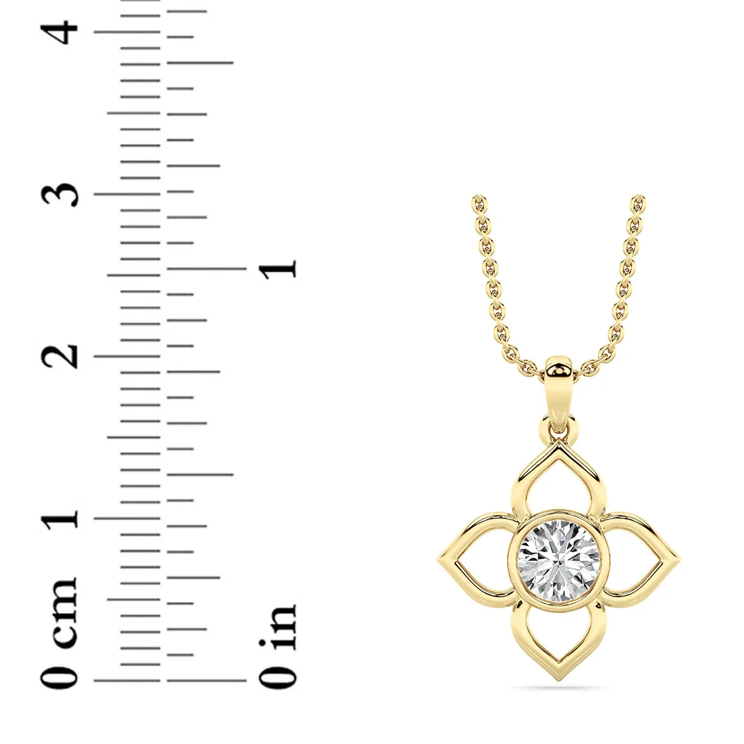 Tesoro Antiguo lab grown diamond necklace, detail of the round diamond