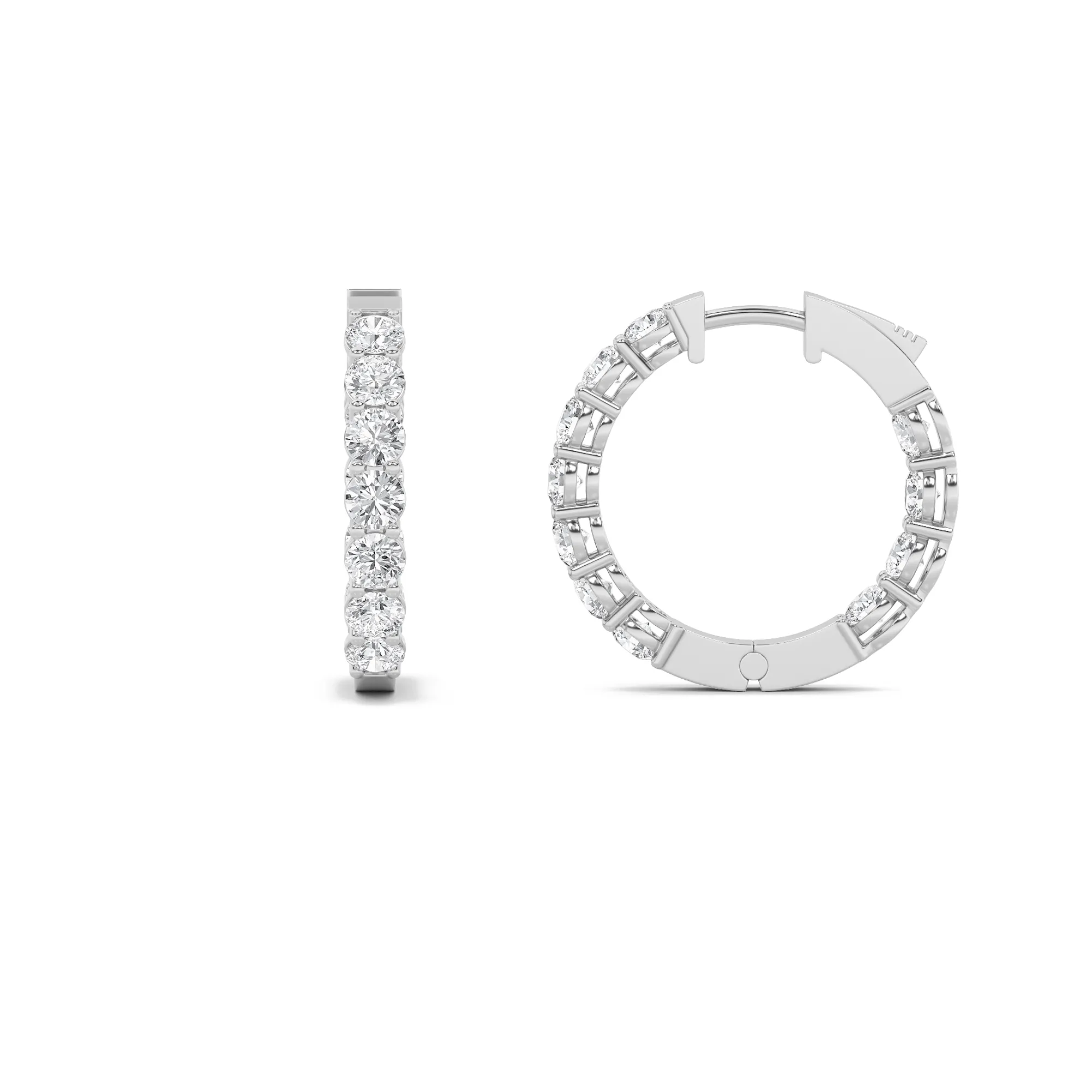 Rocío Intacto, 4 ct tw round lab grown diamond earrings in 14K white gold (front view)