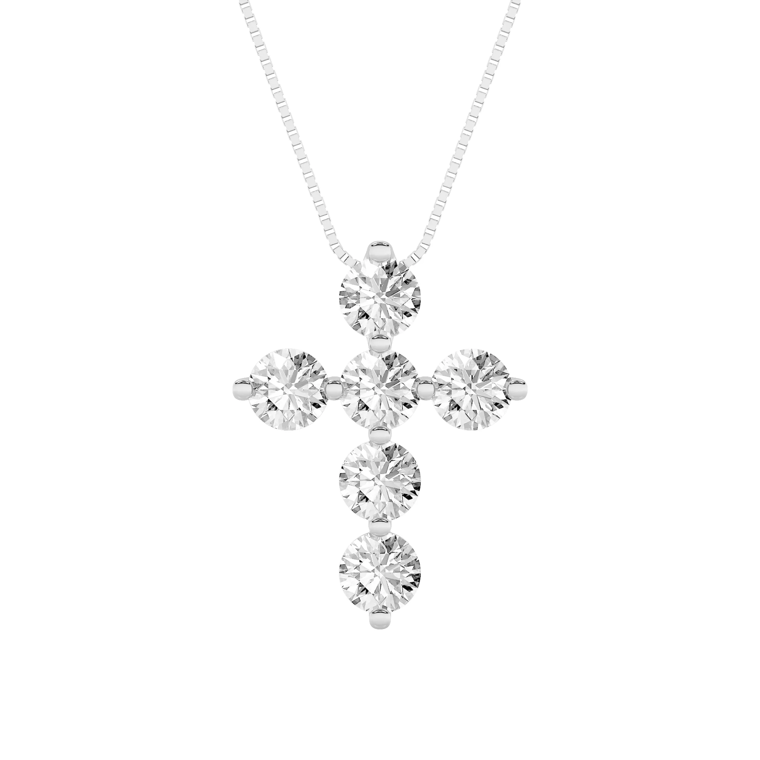 Resplandor Sagrado, 1.5 ct round lab grown diamond necklace in 14K gold (front view)