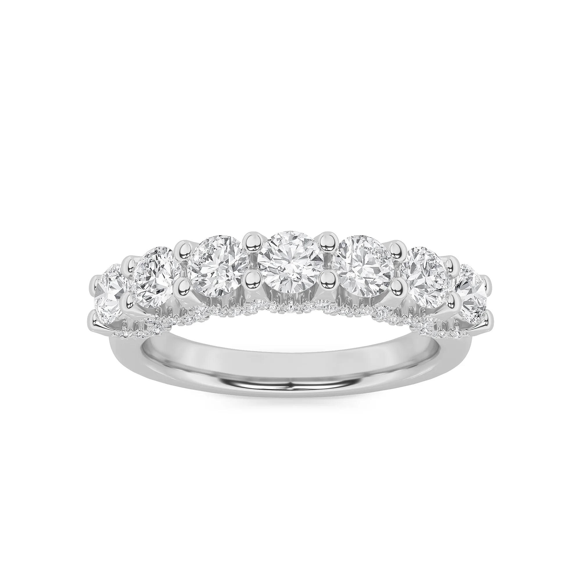 Miel Alta, 1 ct tw round lab grown diamond ring in 14K white gold (front view)
