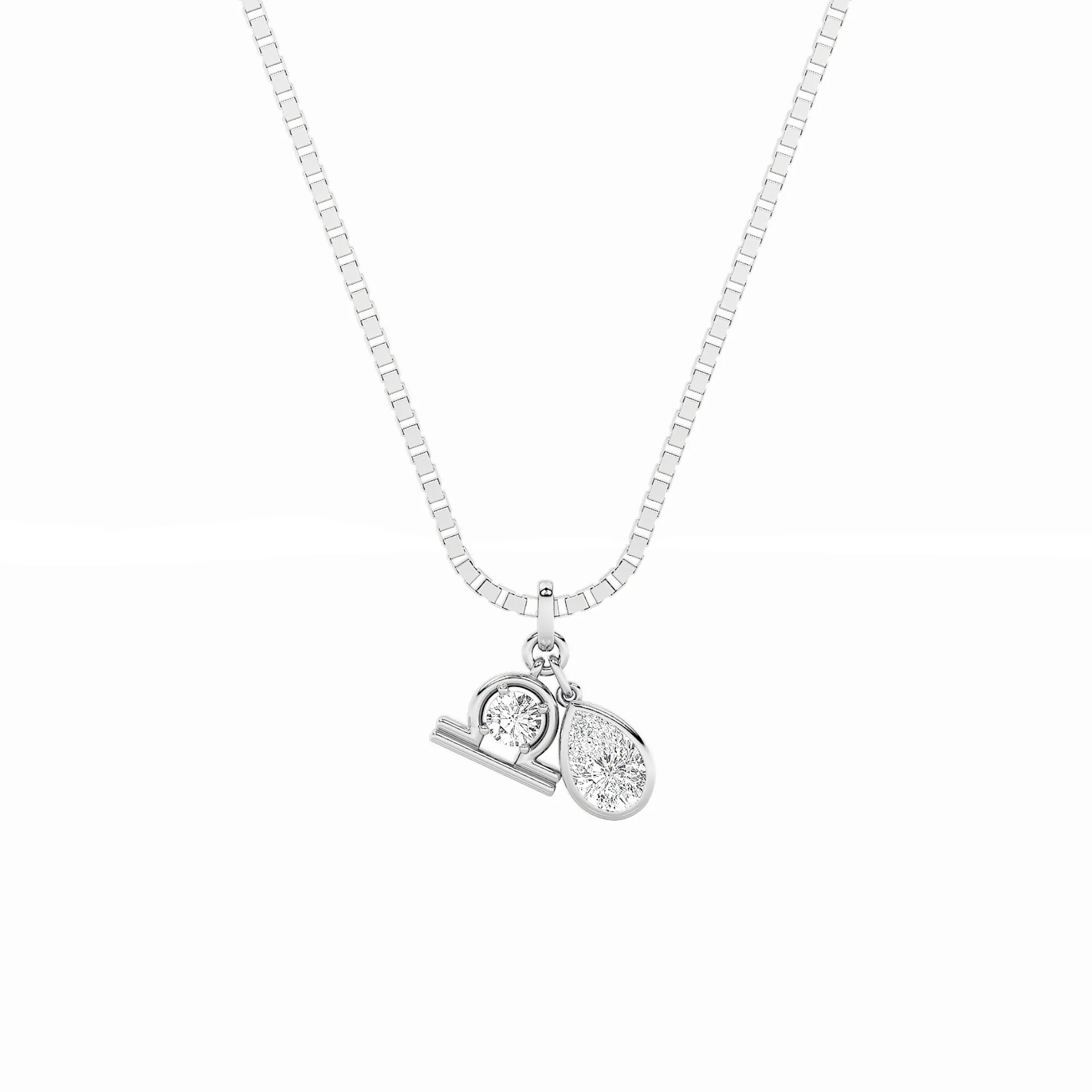 Fuente Pura, 1 ct tw pear lab grown diamond necklace in 14K white gold (front view)