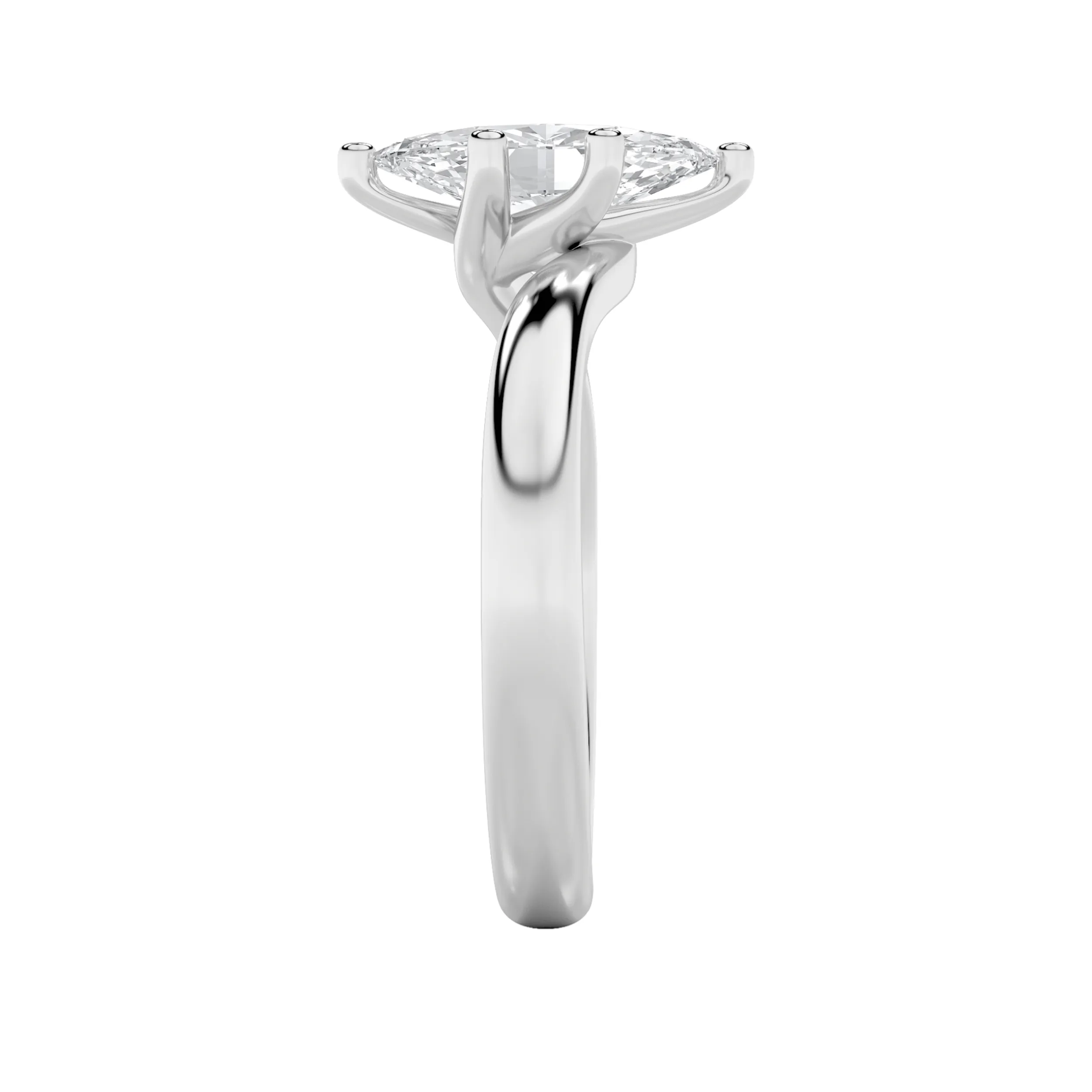 Viento Claro lab grown diamond ring, detail of the marquise diamond