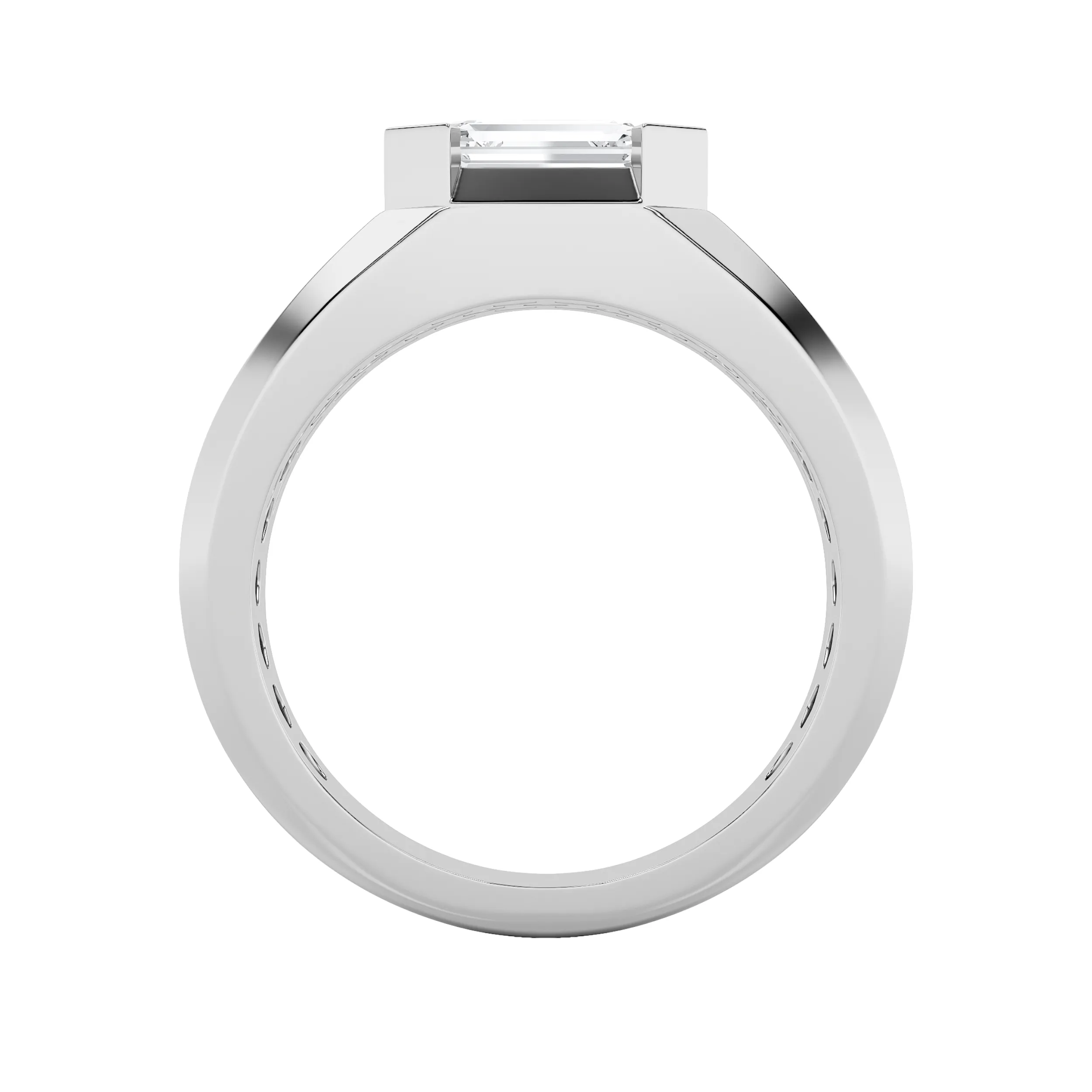 Presagio de Verano lab grown diamond men’s ring, detail of the emerald diamond