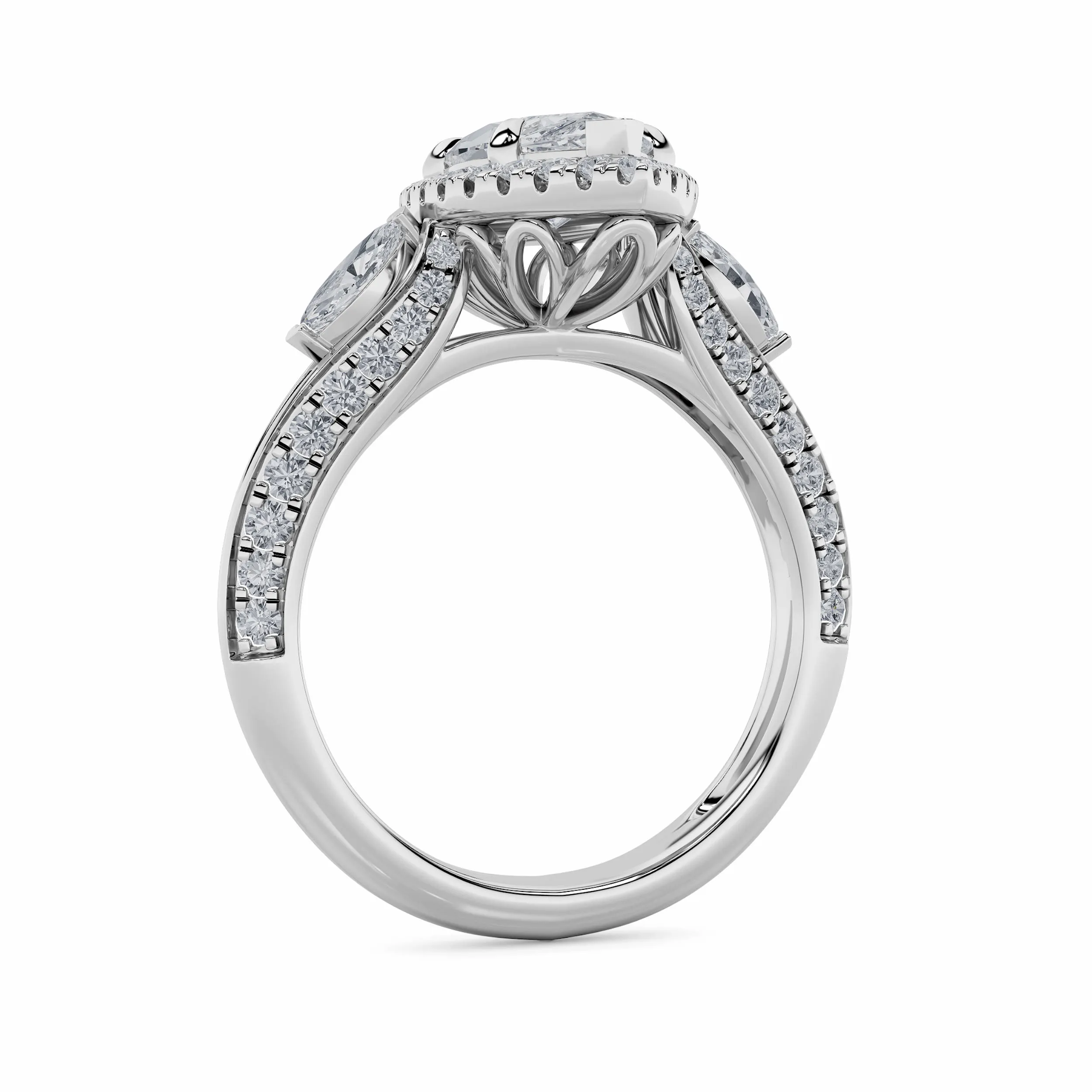 Gracia del Tiempo lab grown diamond ring, detail of the marquise diamond