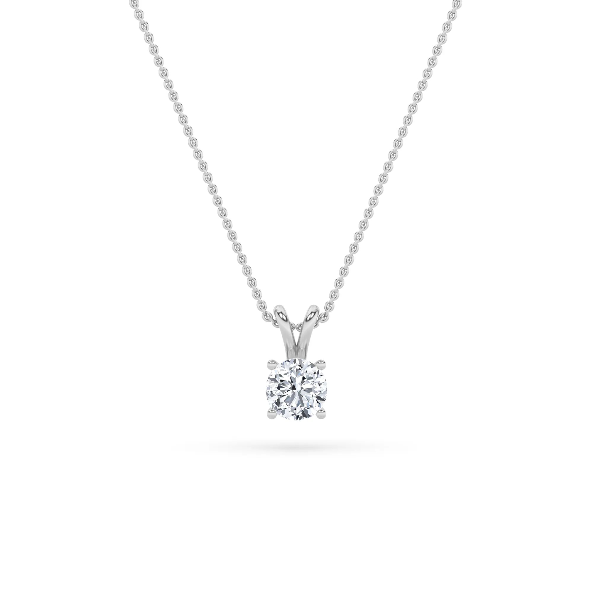 Silencio Alto, 1 ct round lab grown diamond necklace in 14K gold (front view)