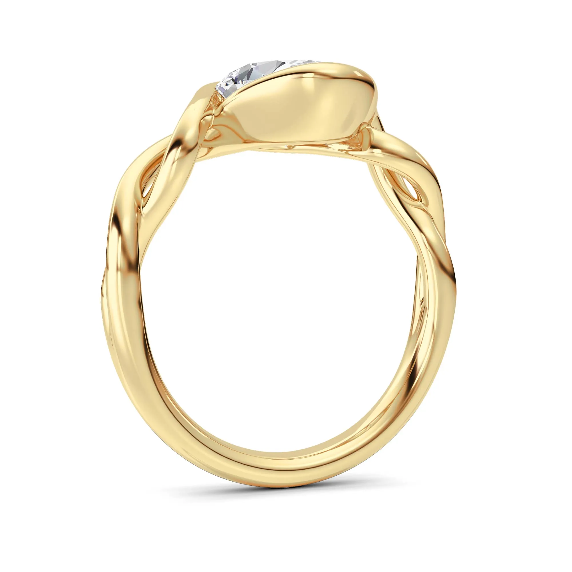 Alma Primera lab grown diamond ring, detail of the oval diamond