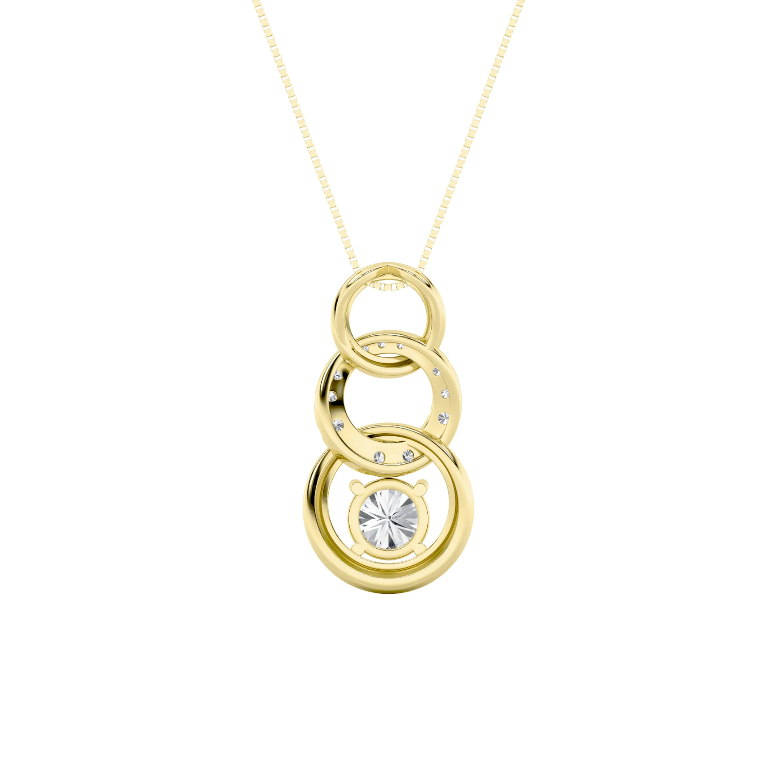 Rumbo Lejano lab grown diamond necklace, detail of the round diamond