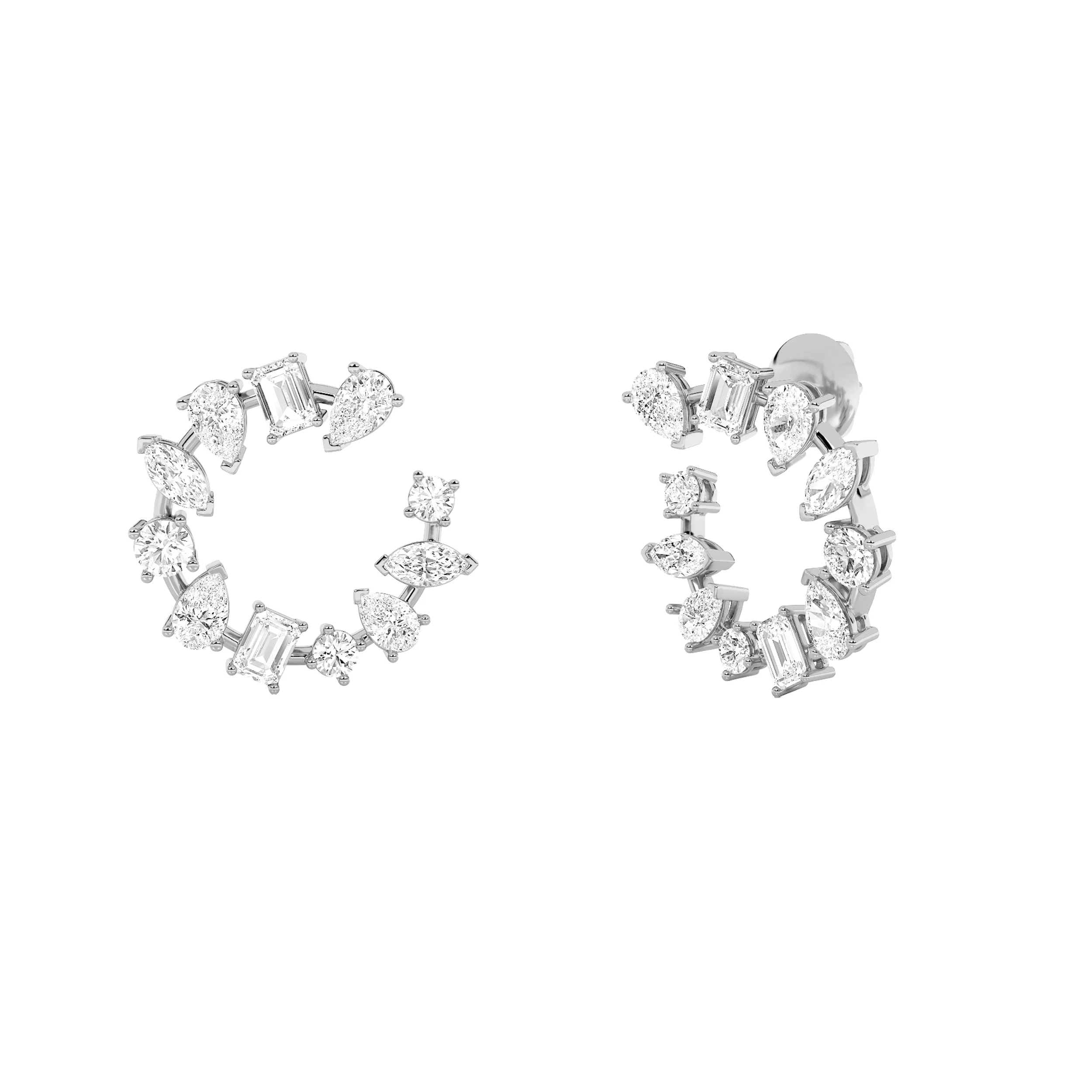 Fuente de Ceniza lab grown diamond earrings, detail of the diamonds