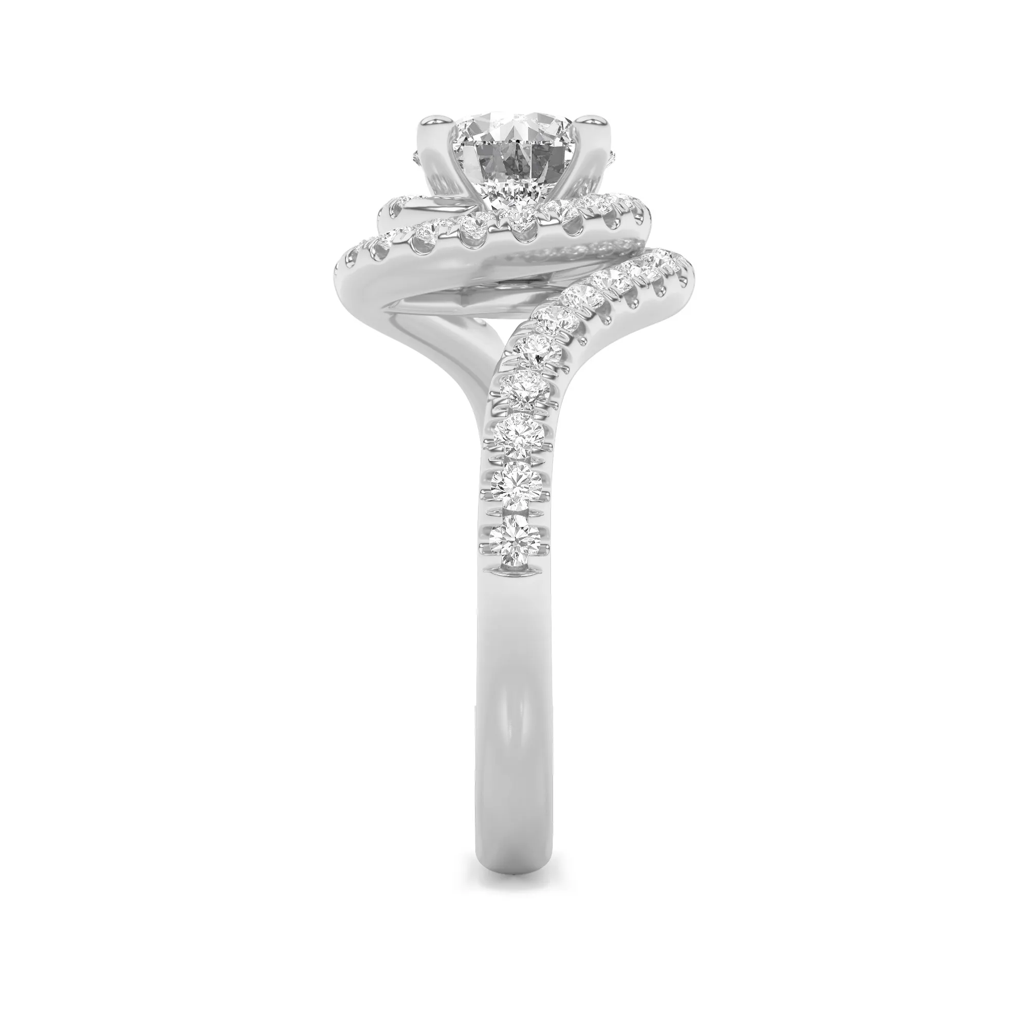 Rocío Luminoso lab grown diamond ring, detail of the round diamond