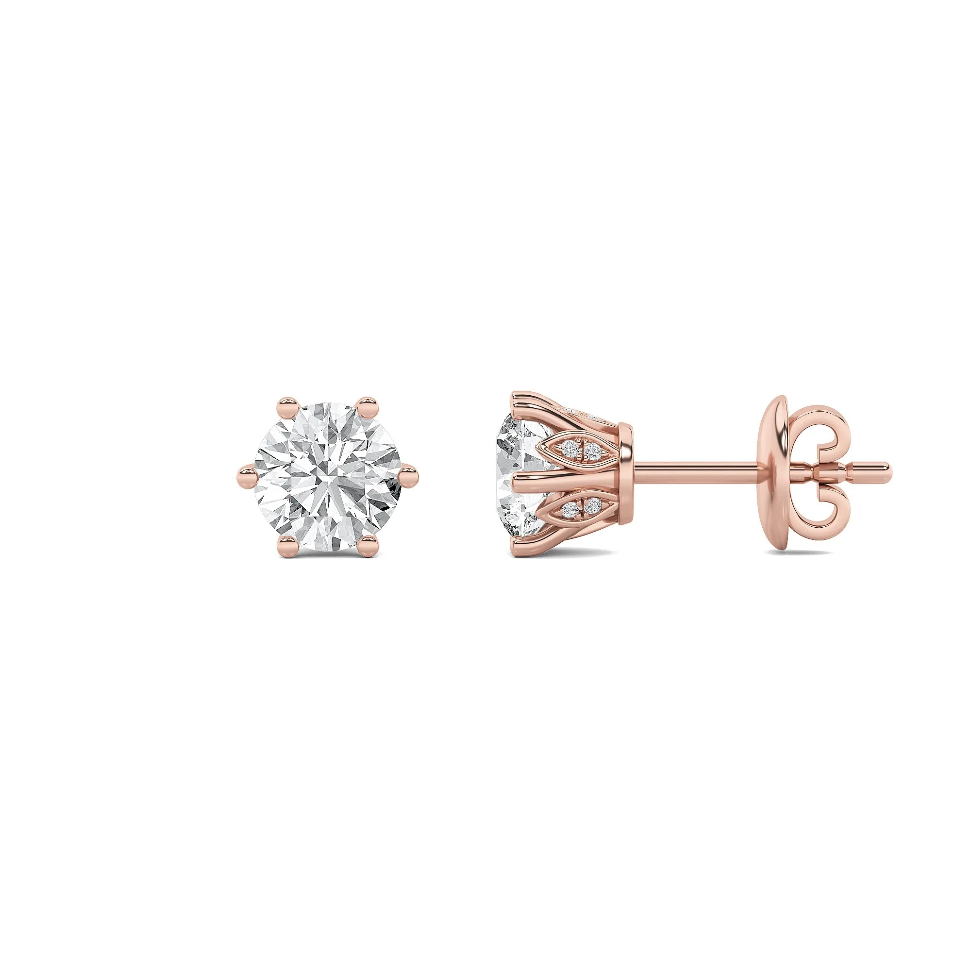 Certeza Intacta lab grown diamond earrings, detail of the round diamond