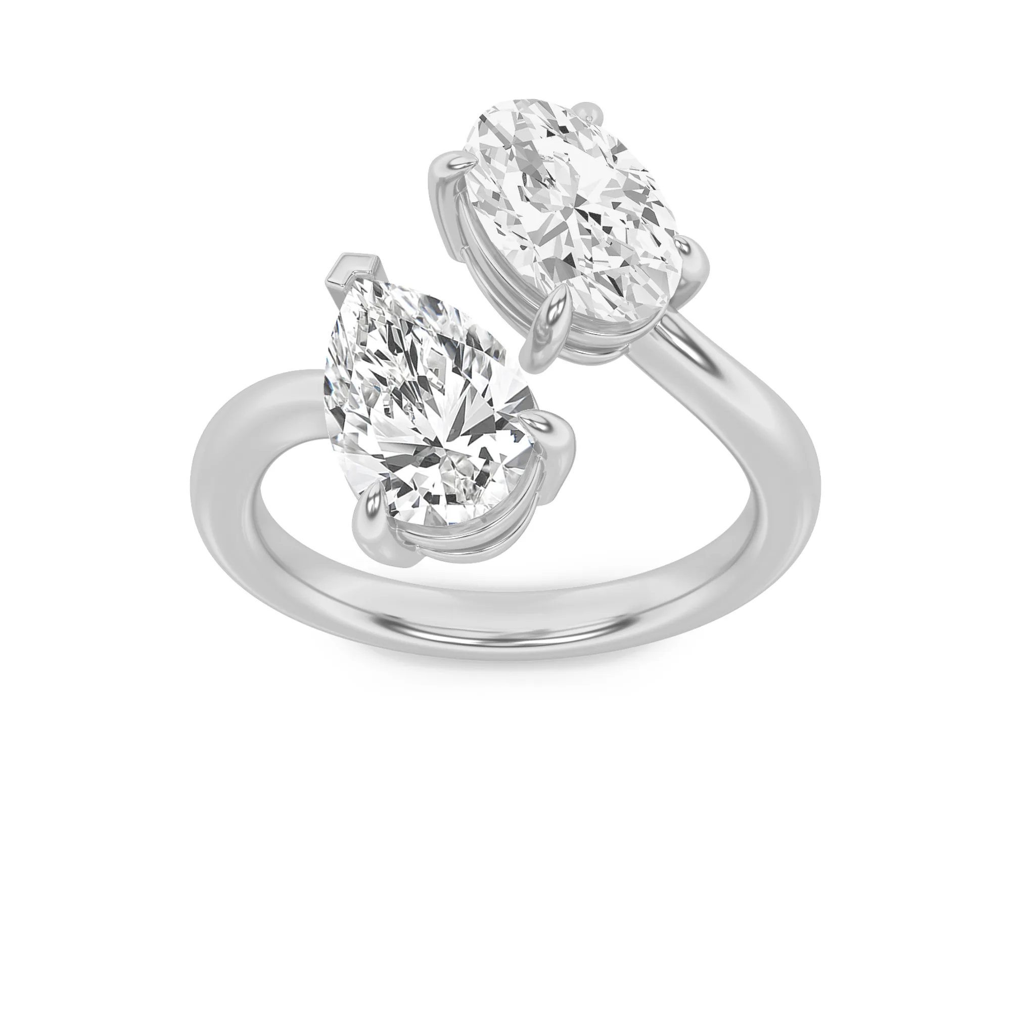 Promesa de Ternura, 3 ct tw oval lab grown diamond ring in 14K white gold (front view)