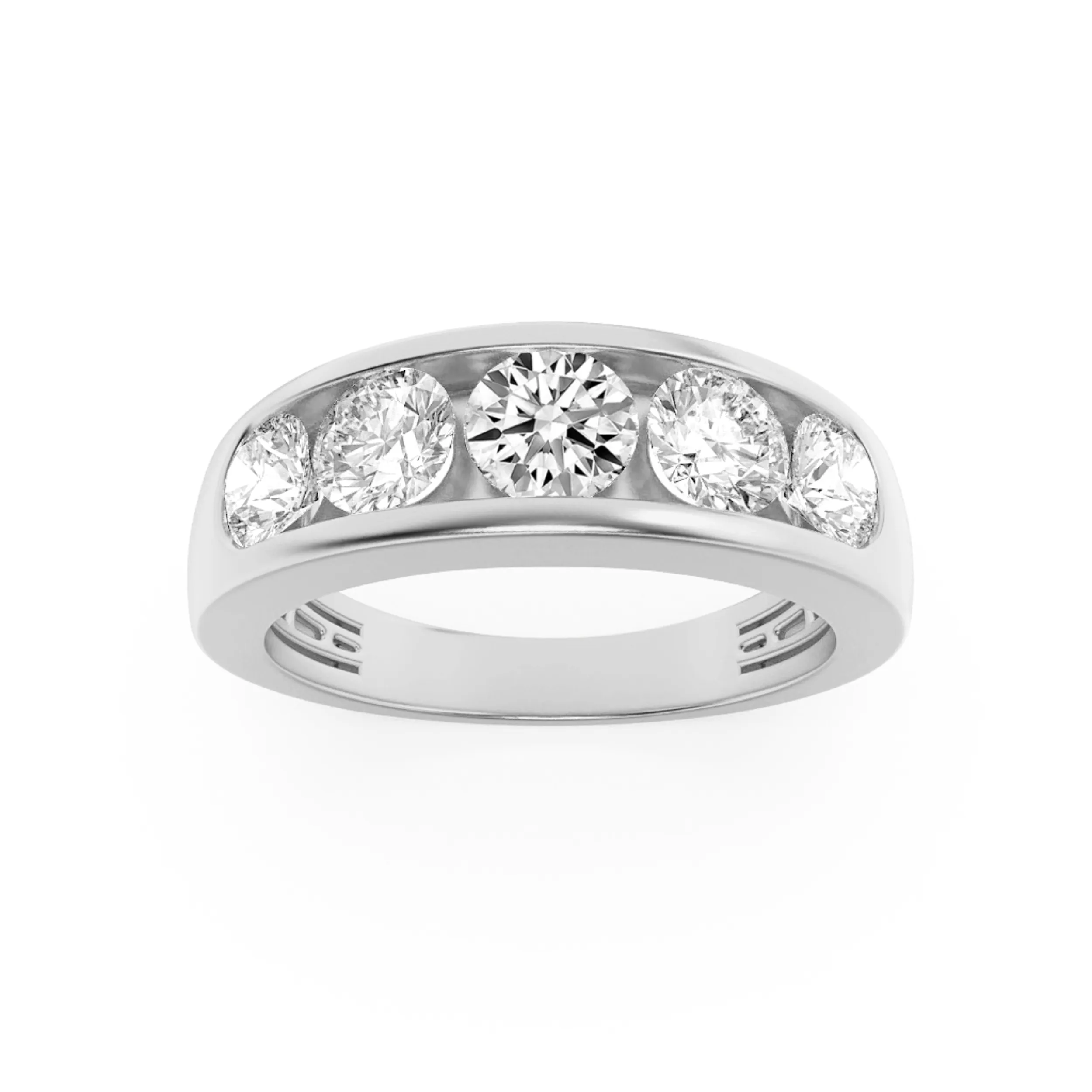 Eco Encendido, 2 ct tw round lab grown diamond men’s ring in 14K gold (front view)