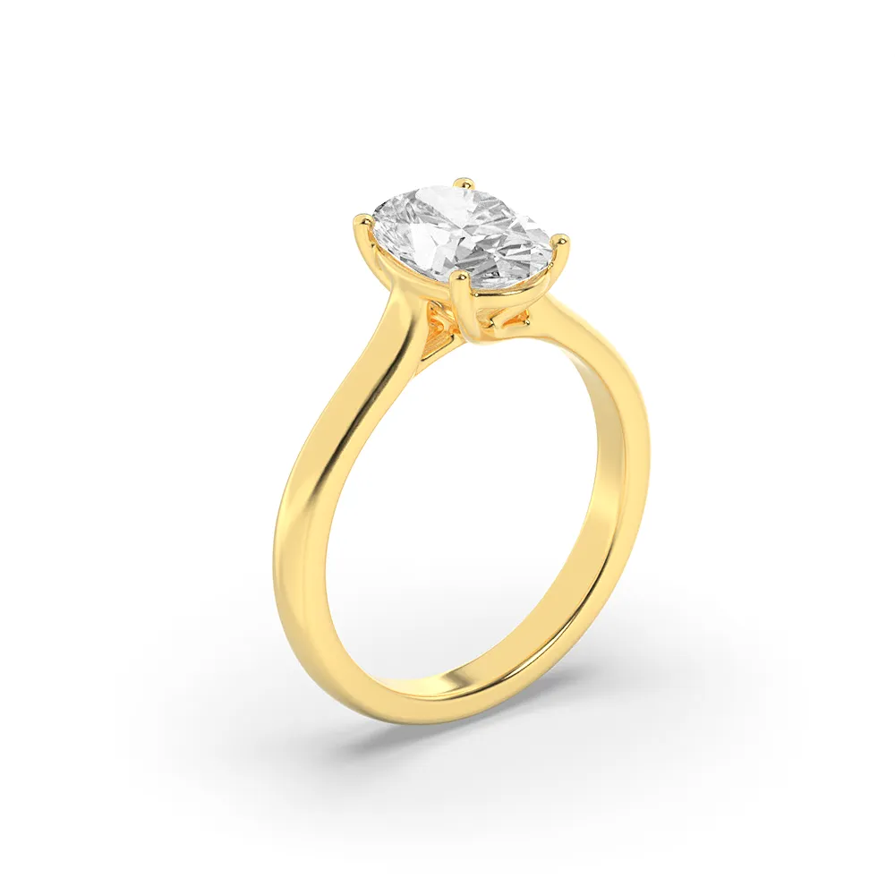Sendero Fiel lab grown diamond ring, detail of the oval diamond