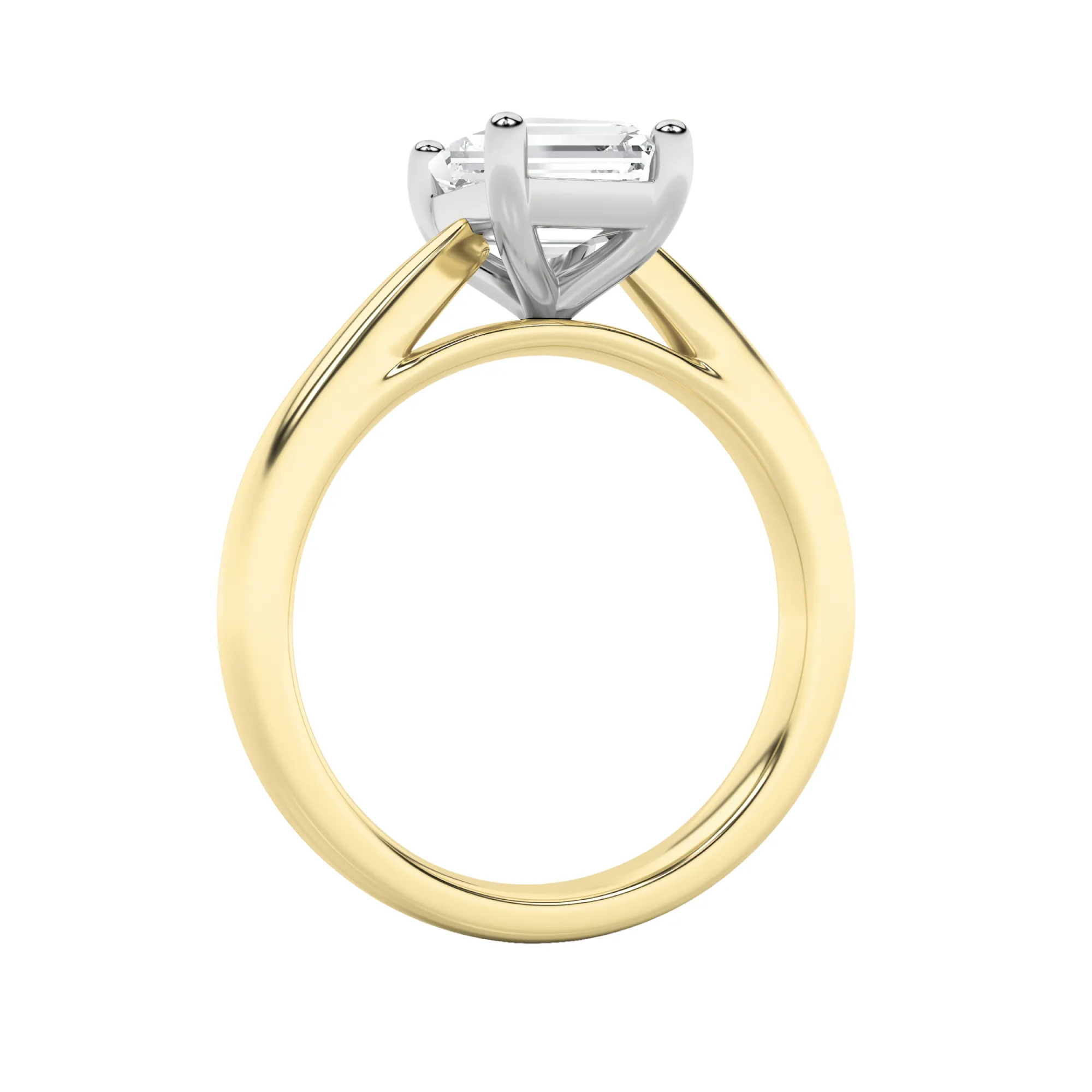 Marea de Lluvia lab grown diamond ring, detail of the emerald diamond