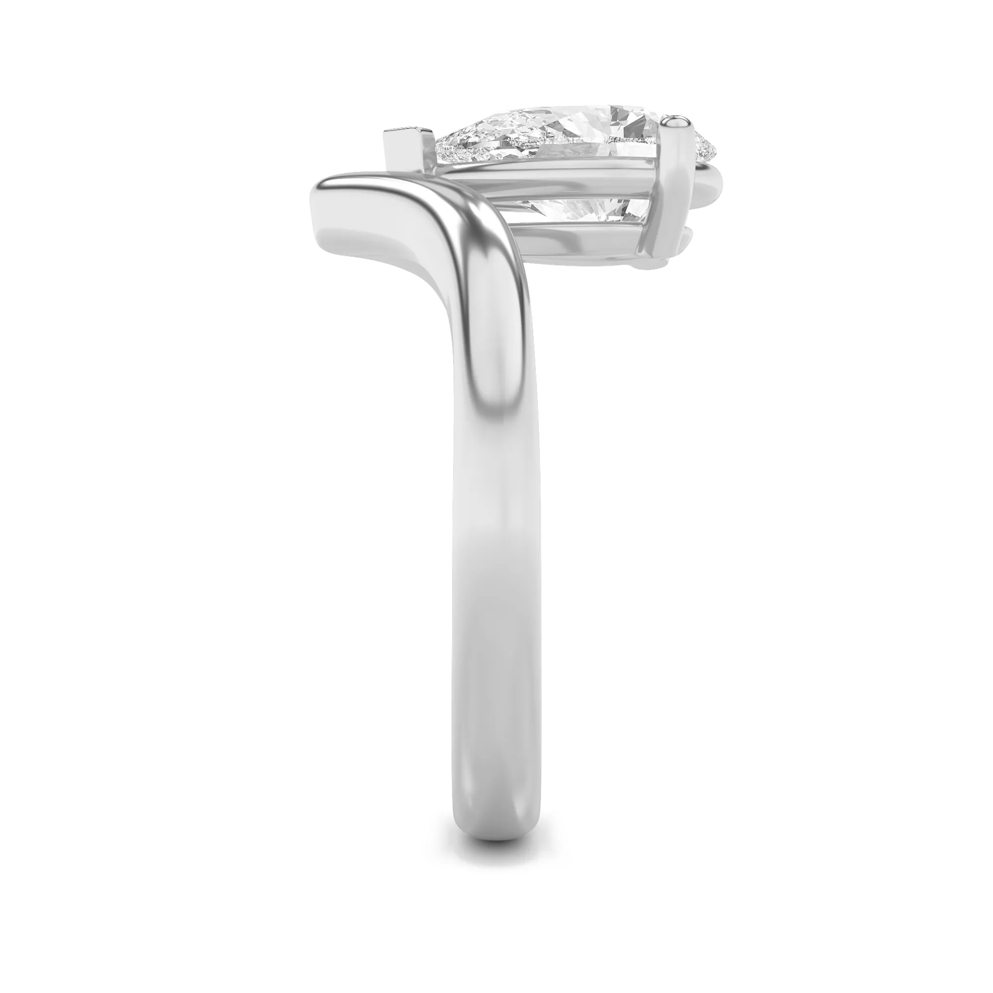 Fuente del Tiempo lab grown diamond ring, detail of the pear diamond