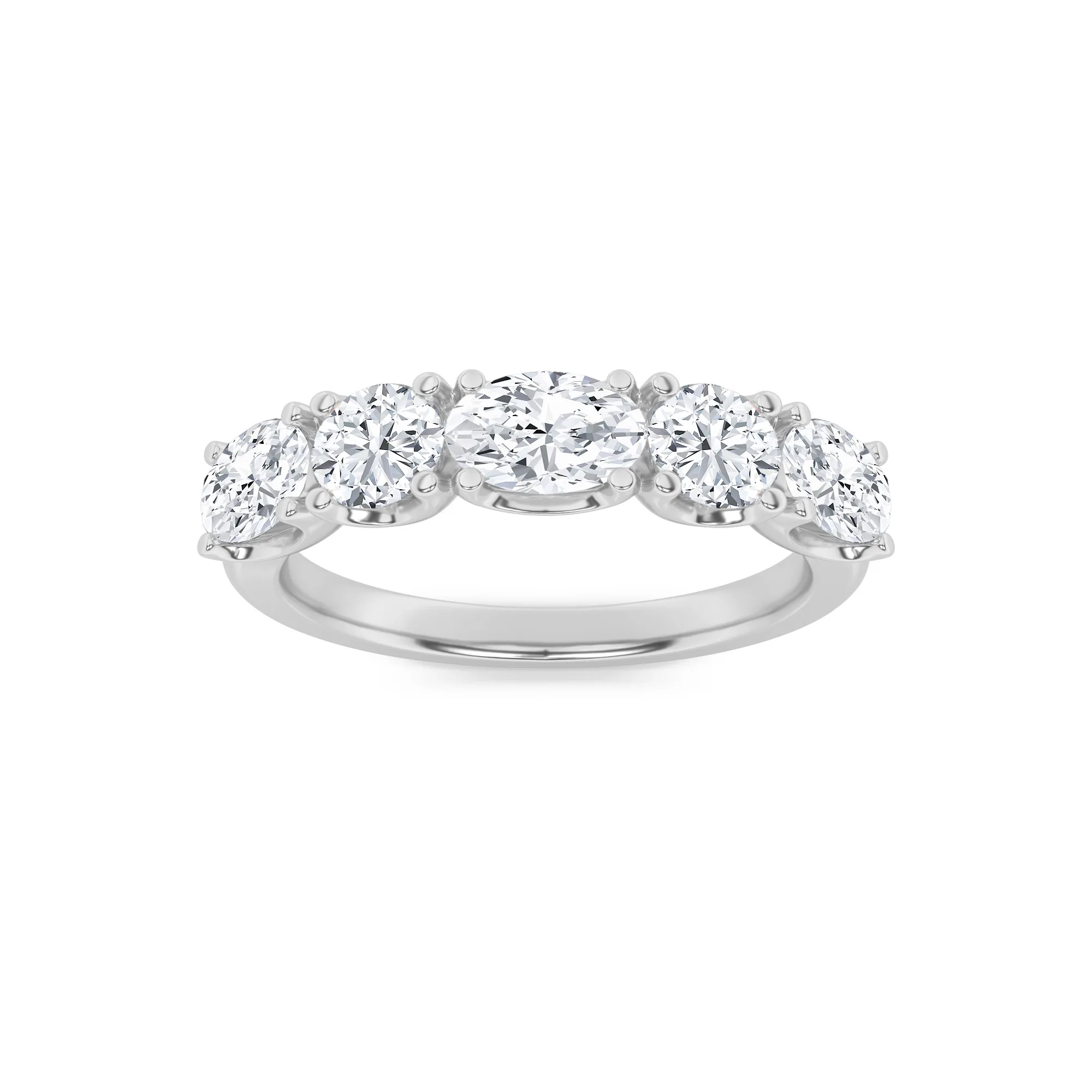 Perla del Rocío, 2 ct tw oval lab grown diamond ring in 14K white gold (front view)